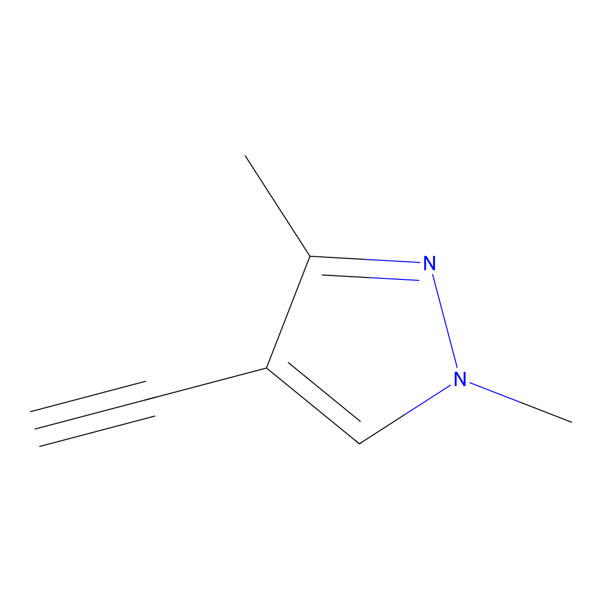 4-ethynyl-1,3-dimethyl-1H-pyrazole molecular structure, CAS 61514-53-2
