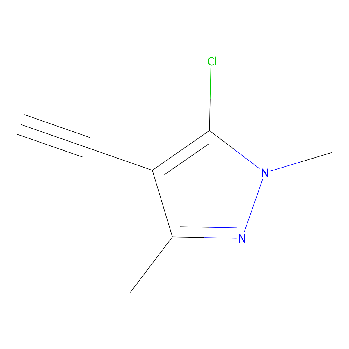 1H-Pyrazole, 5-chloro-4-ethynyl-1,3-dimethyl- molecular structure, CAS 61514-57-6