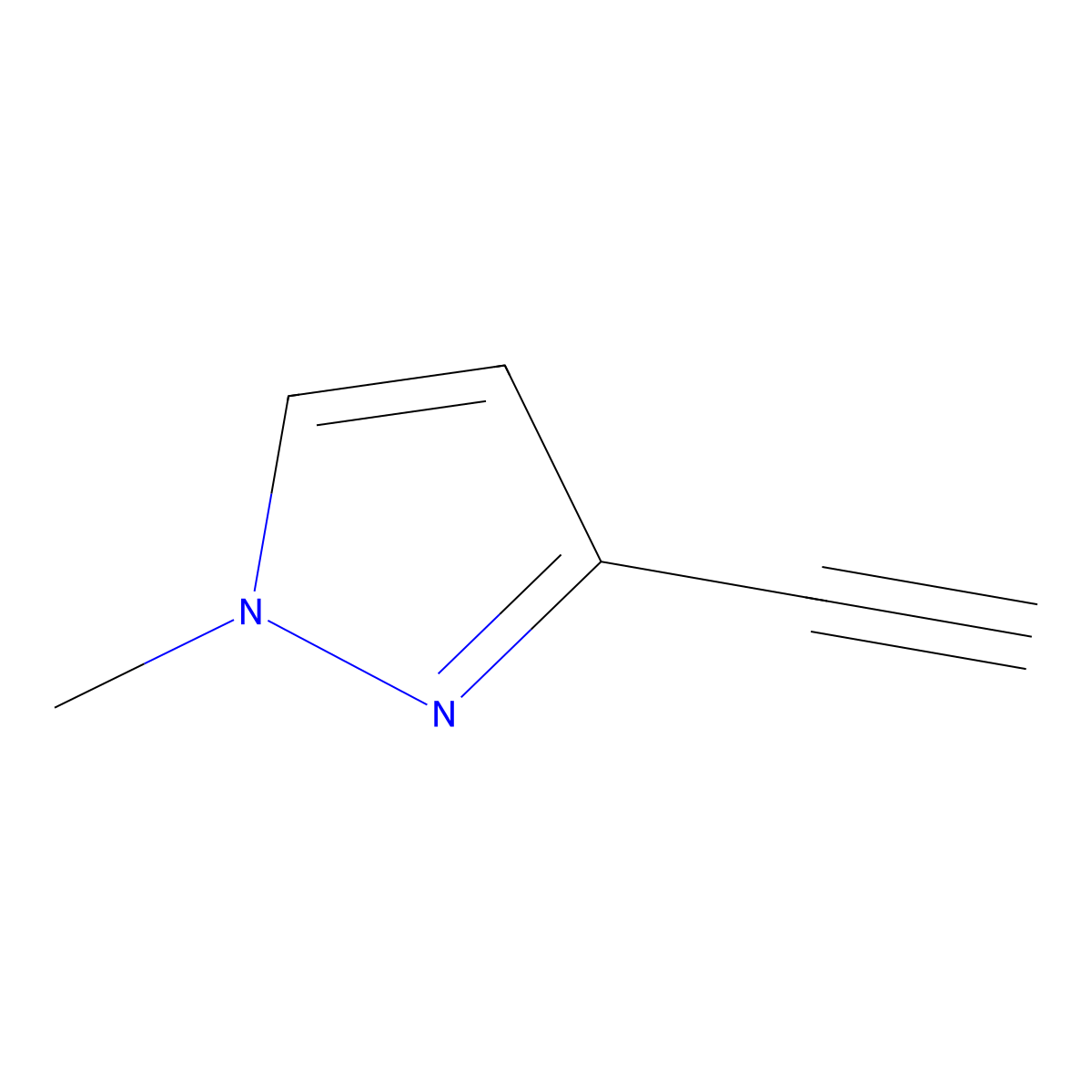 3-ethynyl-1-methyl-1H-pyrazole molecular structure, CAS 61514-59-8