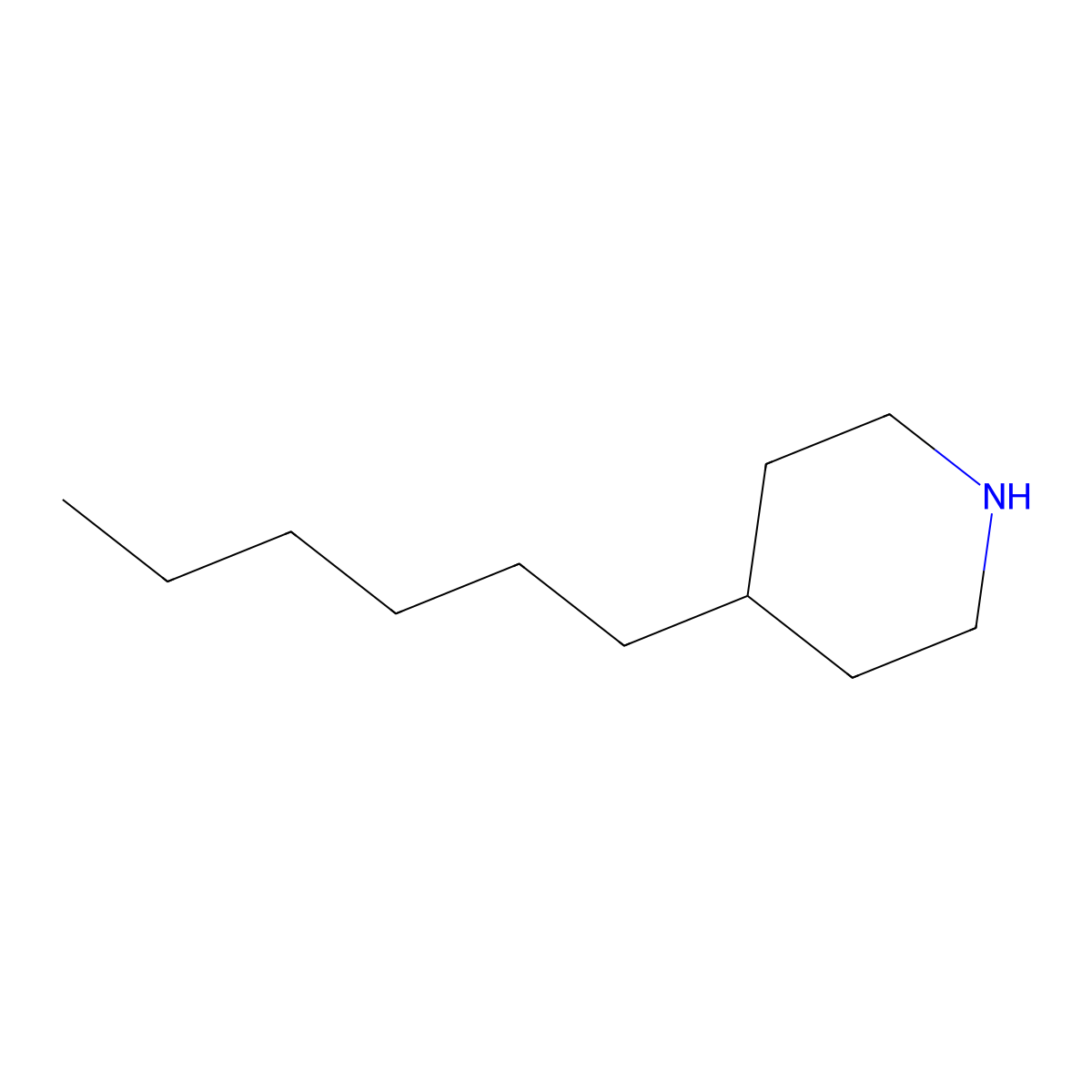 4-Hexylpiperidine molecular structure, CAS 61515-82-0
