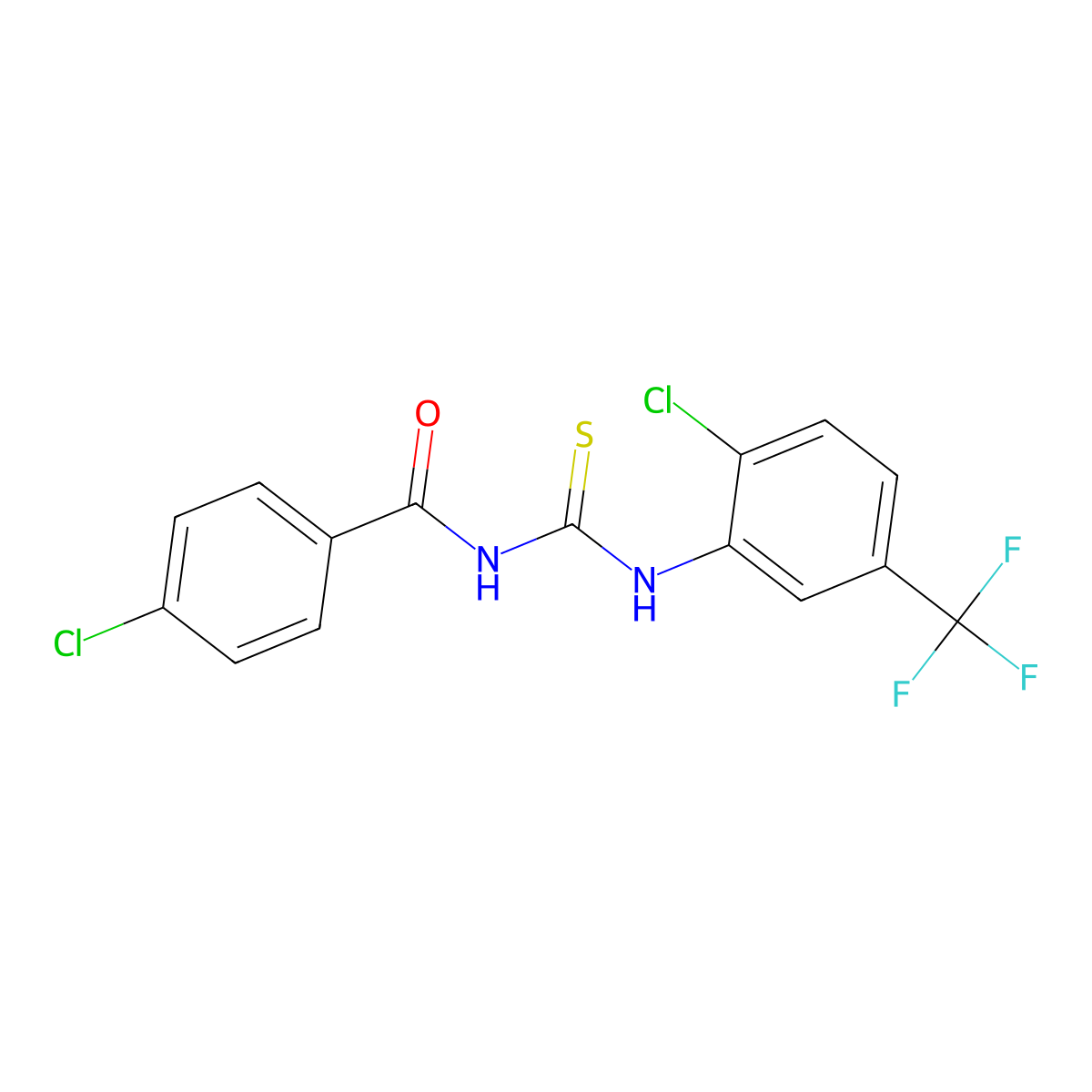4-chloro-N-{[2-chloro-5-(trifluoromethyl)phenyl]carbamothioyl}benzamide molecular structure, CAS 6152-44-9