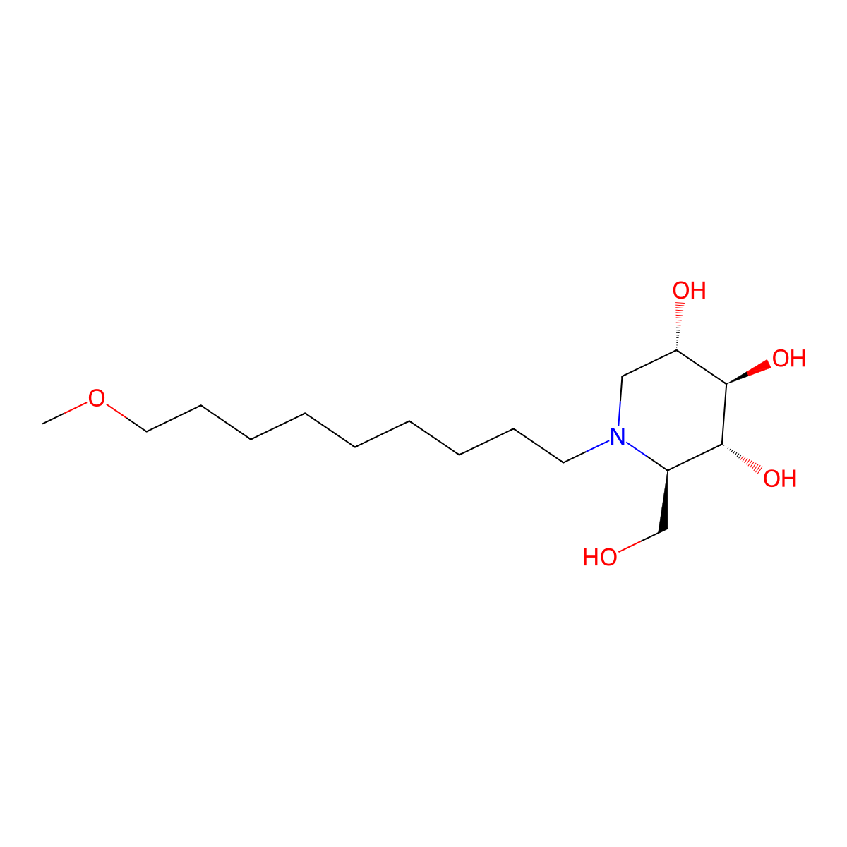 N-9-Methoxynonyldeoxynojirimycin molecular structure, CAS 615253-61-7