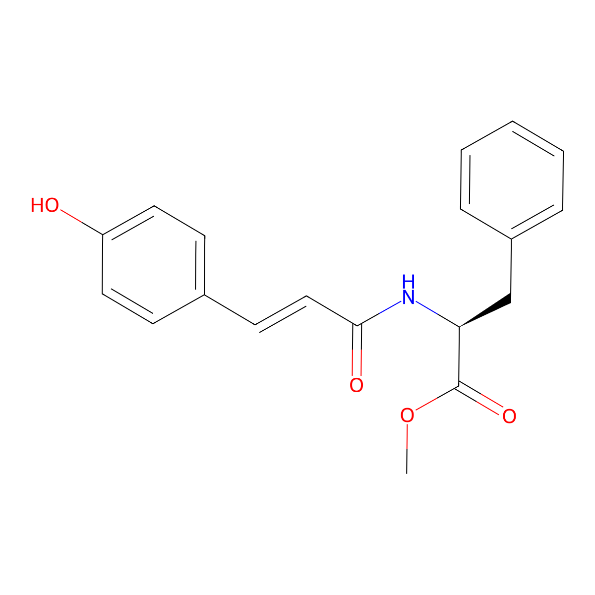 methyl (2S)-2-[3-(4-hydroxyphenyl)prop-2-enoylamino]-3-phenylpropanoate molecular structure, CAS 615264-52-3