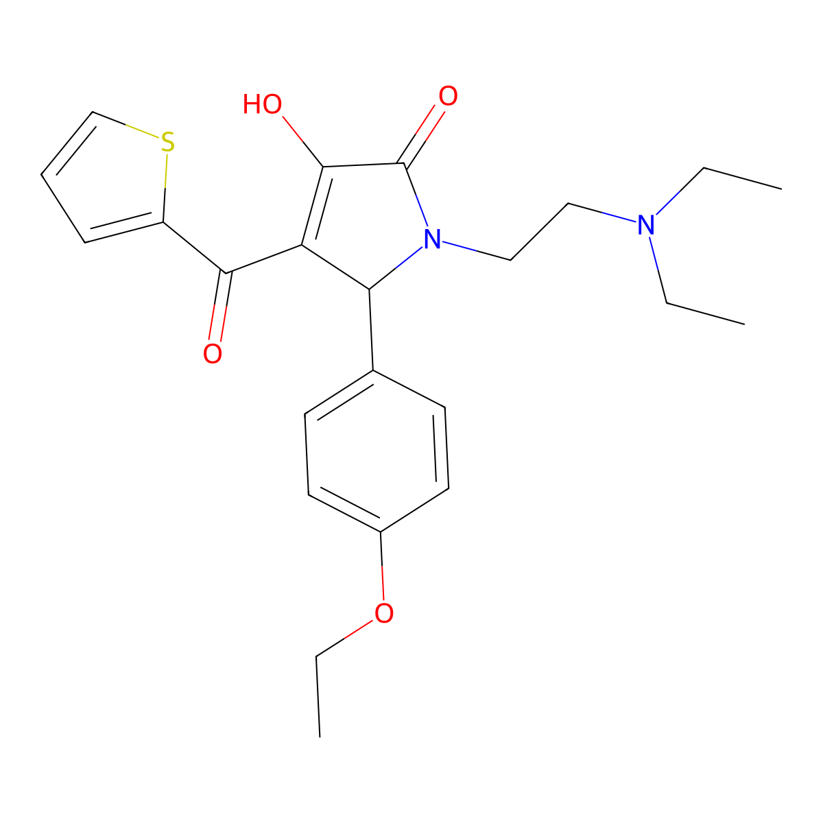 1-[2-(diethylamino)ethyl]-5-(4-ethoxyphenyl)-3-hydroxy-4-(thiophen-2-ylcarbonyl)-1,5-dihydro-2H-pyrrol-2-one molecular structure, CAS 615270-33-2