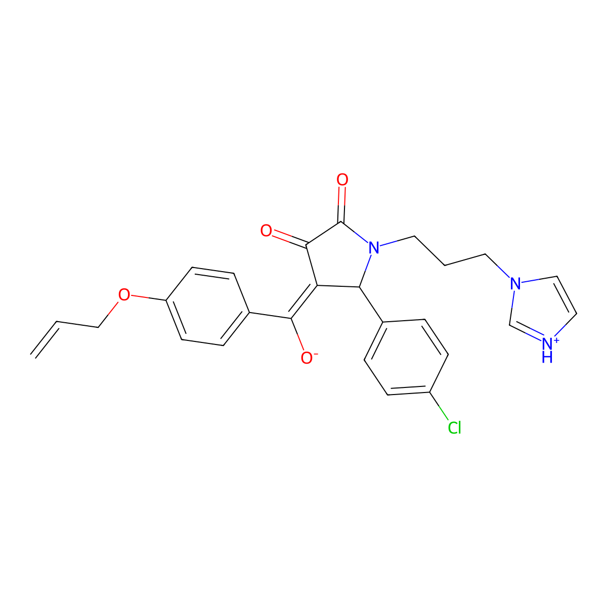 5-(4-chlorophenyl)-3-hydroxy-1-[3-(1H-imidazol-1-yl)propyl]-4-[4-(prop-2-en-1-yloxy)benzoyl]-2,5-dihydro-1H-pyrrol-2-one molecular structure, CAS 615270-59-2