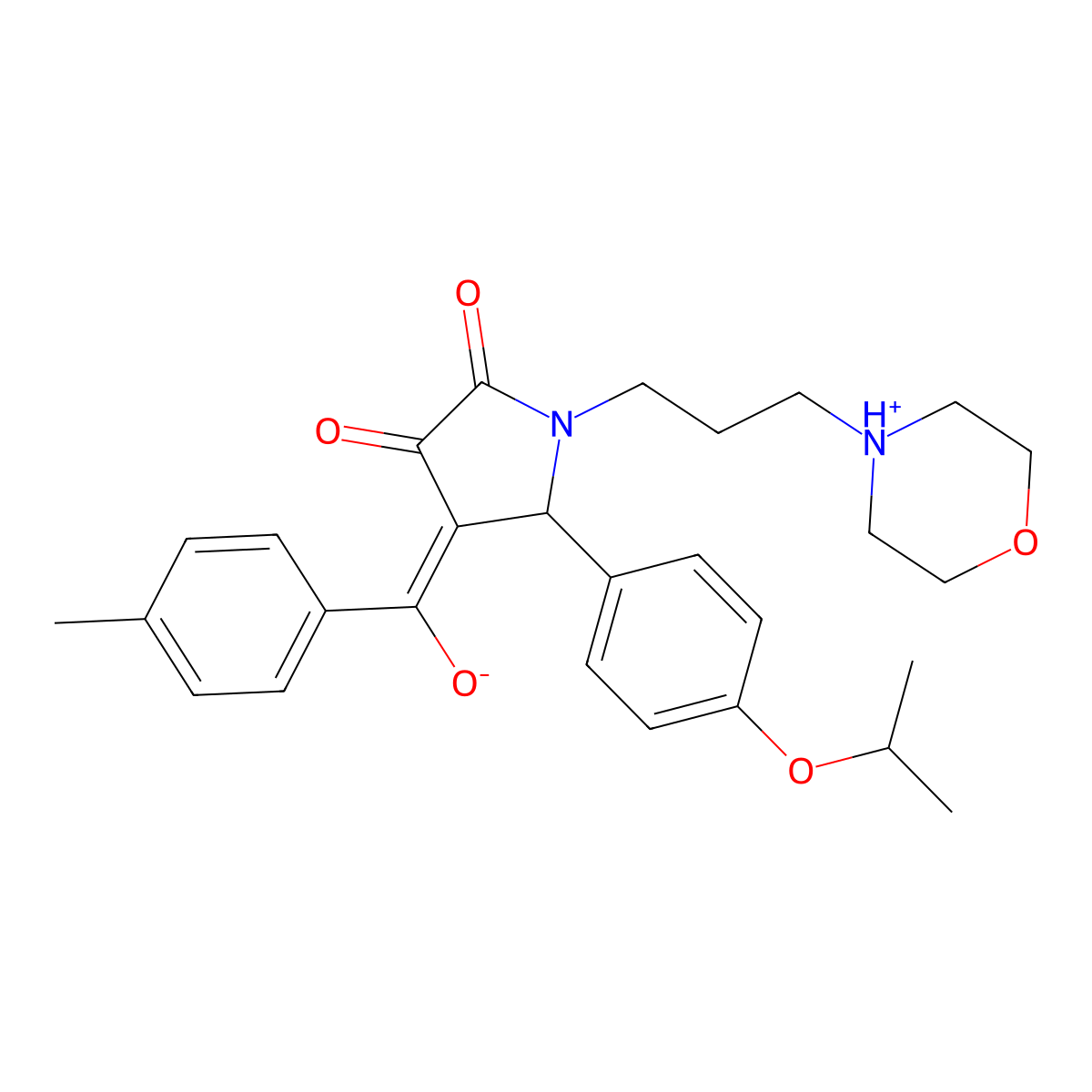3-hydroxy-4-(4-methylbenzoyl)-1-[3-(morpholin-4-yl)propyl]-5-[4-(propan-2-yloxy)phenyl]-2,5-dihydro-1H-pyrrol-2-one molecular structure, CAS 615270-67-2