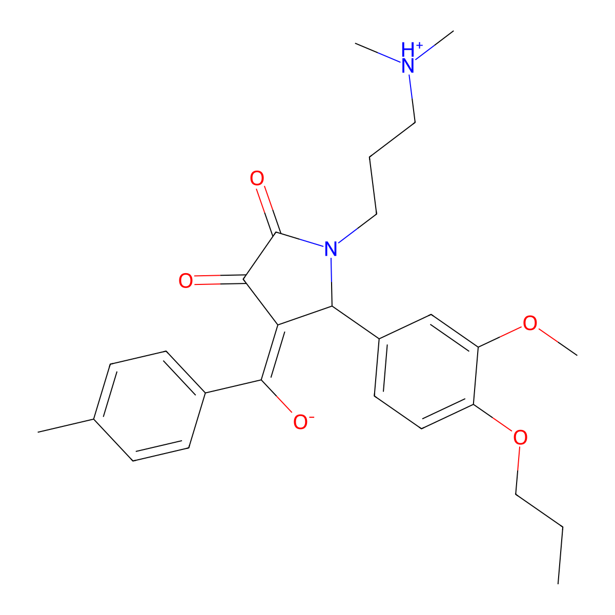 1-[3-(dimethylamino)propyl]-3-hydroxy-5-(3-methoxy-4-propoxyphenyl)-4-(4-methylbenzoyl)-2,5-dihydro-1H-pyrrol-2-one molecular structure, CAS 615270-81-0