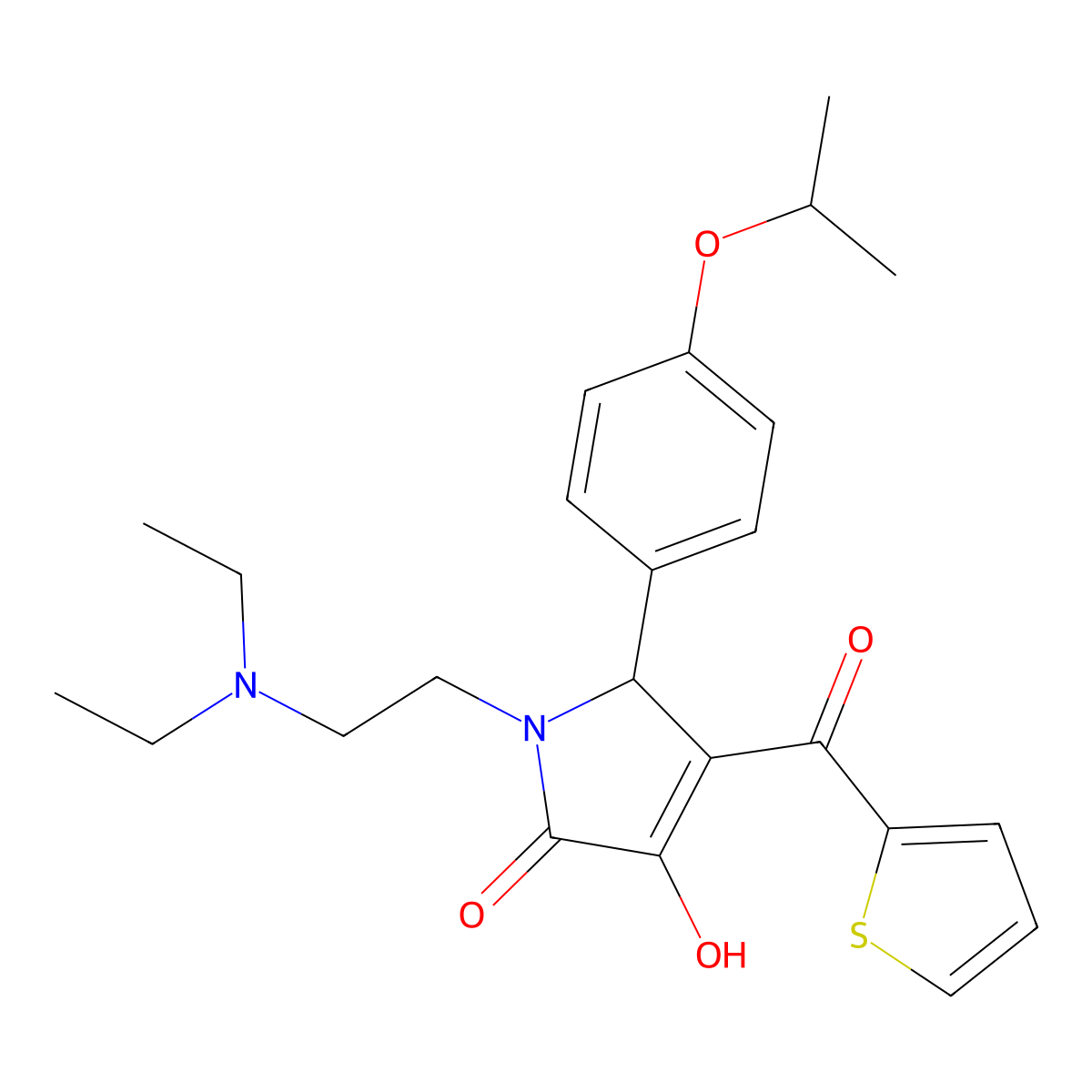 1-(2-(diethylamino)ethyl)-3-hydroxy-5-(4-isopropoxyphenyl)-4-(thiophene-2-carbonyl)-1H-pyrrol-2(5H)-one molecular structure, CAS 615270-90-1