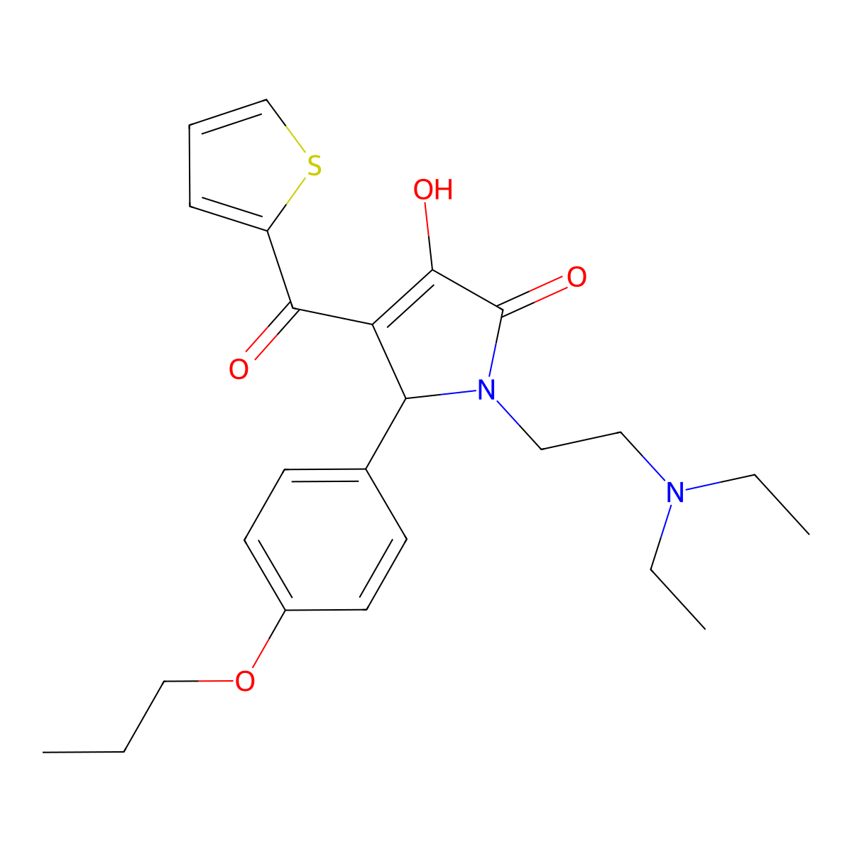 1-(2-(diethylamino)ethyl)-3-hydroxy-5-(4-propoxyphenyl)-4-(thiophene-2-carbonyl)-1H-pyrrol-2(5H)-one molecular structure, CAS 615270-91-2