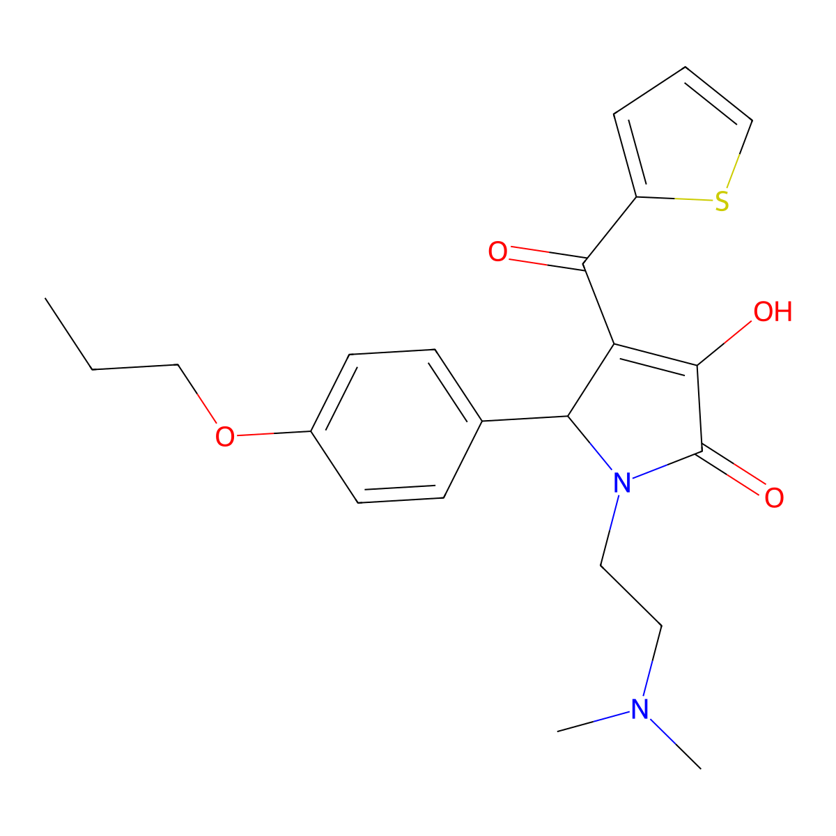 1-(2-(dimethylamino)ethyl)-3-hydroxy-5-(4-propoxyphenyl)-4-(thiophene-2-carbonyl)-1H-pyrrol-2(5H)-one molecular structure, CAS 615271-18-6