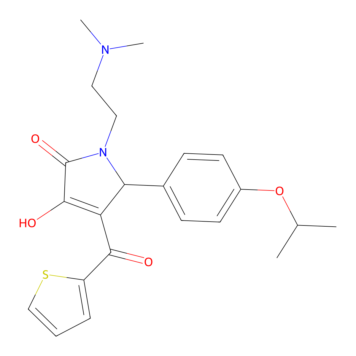 1-[2-(dimethylamino)ethyl]-3-hydroxy-5-(4-isopropoxyphenyl)-4-(2-thienylcarbonyl)-1,5-dihydro-2H-pyrrol-2-one molecular structure, CAS 615271-20-0