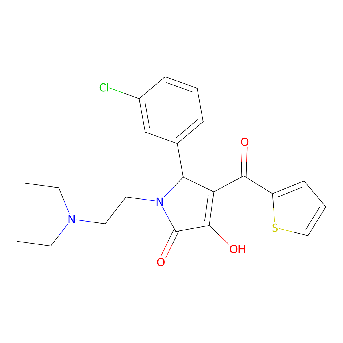 5-(3-chlorophenyl)-1-[2-(diethylamino)ethyl]-3-hydroxy-4-(thiophene-2-carbonyl)-2,5-dihydro-1H-pyrrol-2-one molecular structure, CAS 615271-89-1