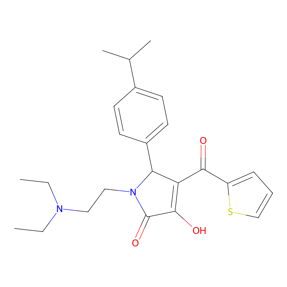 1-[2-(Diethylamino)ethyl]-3-hydroxy-5-[4-(methylethyl)phenyl]-4-(2-thienylcarb onyl)-3-pyrrolin-2-one molecular structure, CAS 615271-91-5