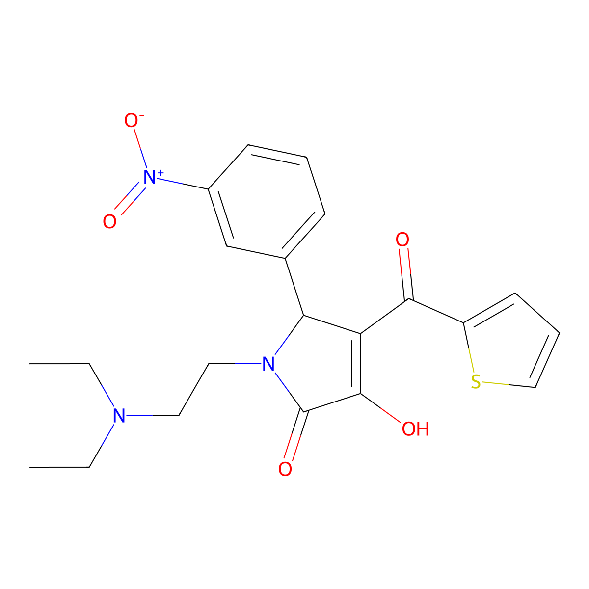 1-(2-(diethylamino)ethyl)-3-hydroxy-5-(3-nitrophenyl)-4-(thiophene-2-carbonyl)-1H-pyrrol-2(5H)-one molecular structure, CAS 615271-99-3