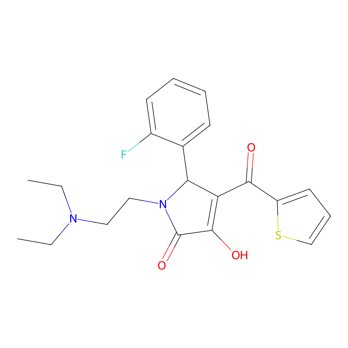 1-[2-(diethylamino)ethyl]-5-(2-fluorophenyl)-3-hydroxy-4-(2-thienylcarbonyl)-1,5-dihydro-2H-pyrrol-2-one molecular structure, CAS 615272-07-6