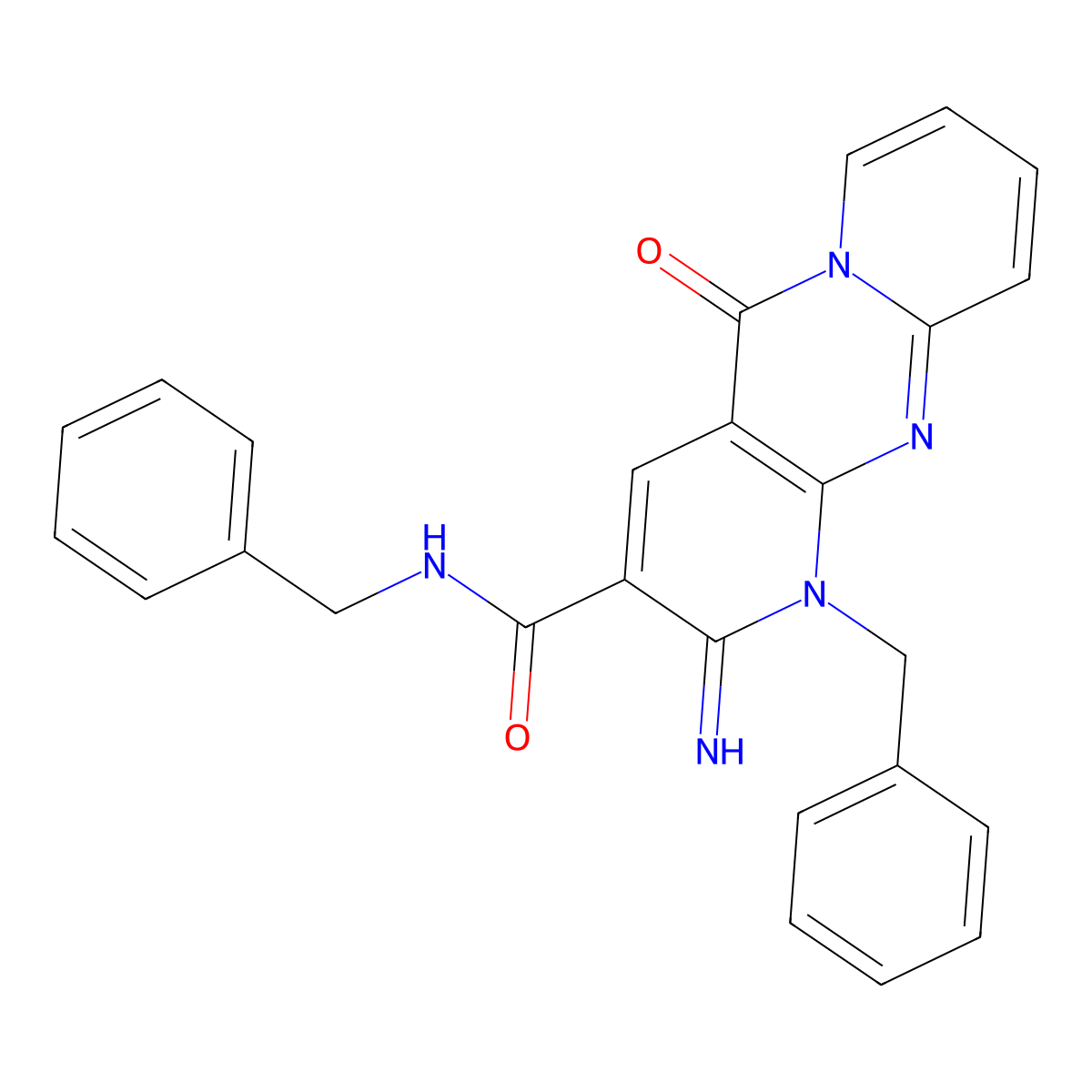N,1-dibenzyl-2-imino-5-oxo-1,5-dihydro-2H-dipyrido[1,2-a:2',3'-d]pyrimidine-3-carboxamide molecular structure, CAS 615273-28-4