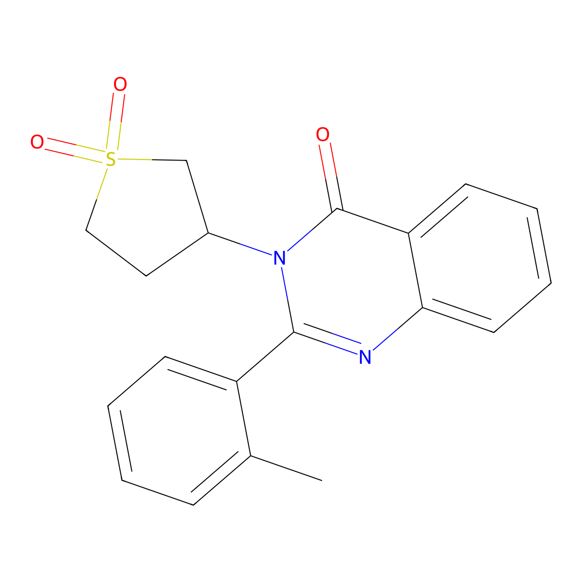 3-(1,1-dioxidotetrahydro-3-thienyl)-2-(2-methylphenyl)-4(3H)-quinazolinone molecular structure, CAS 615273-67-1