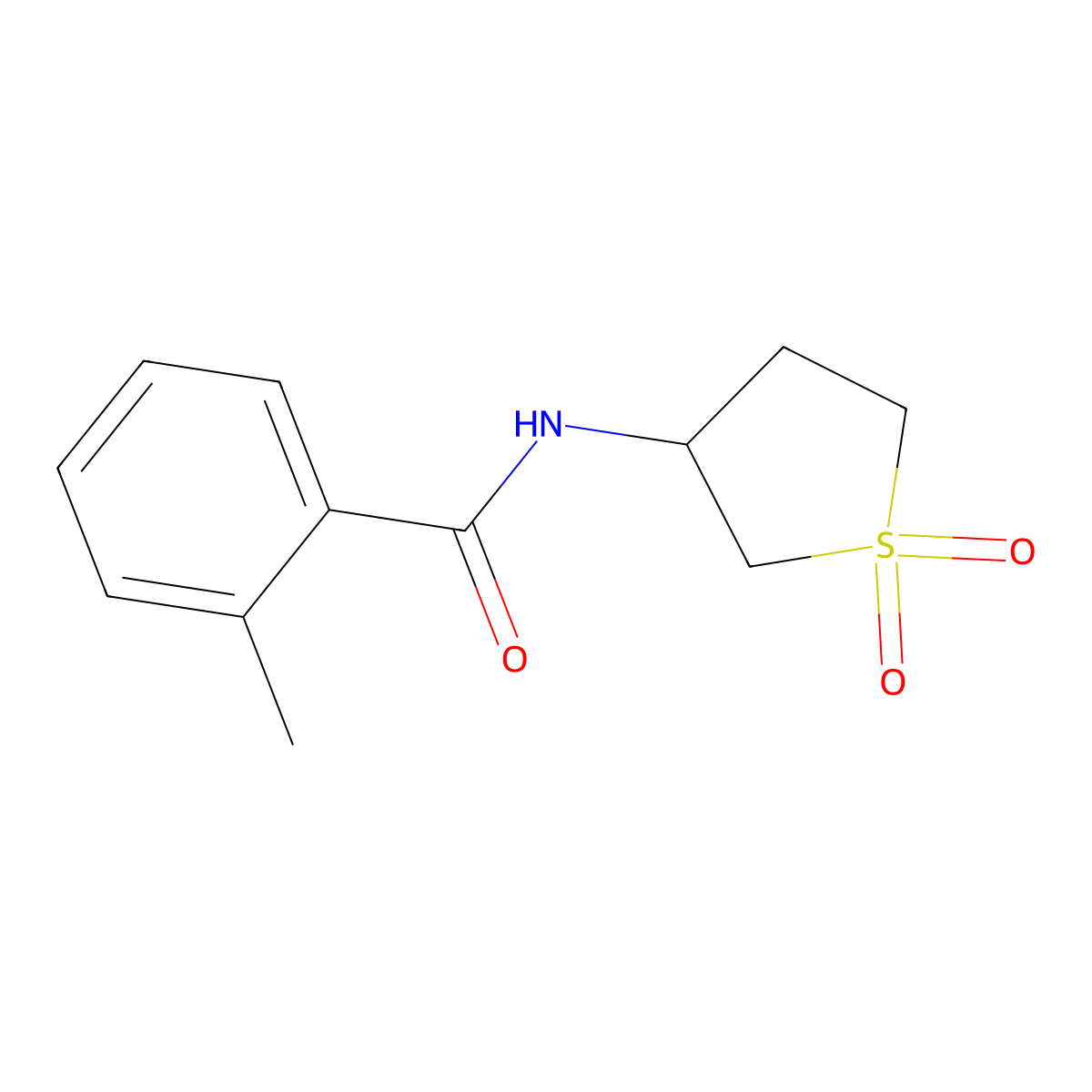 N-(1,1-dioxothiolan-3-yl)-2-methylbenzamide molecular structure, CAS 615273-75-1