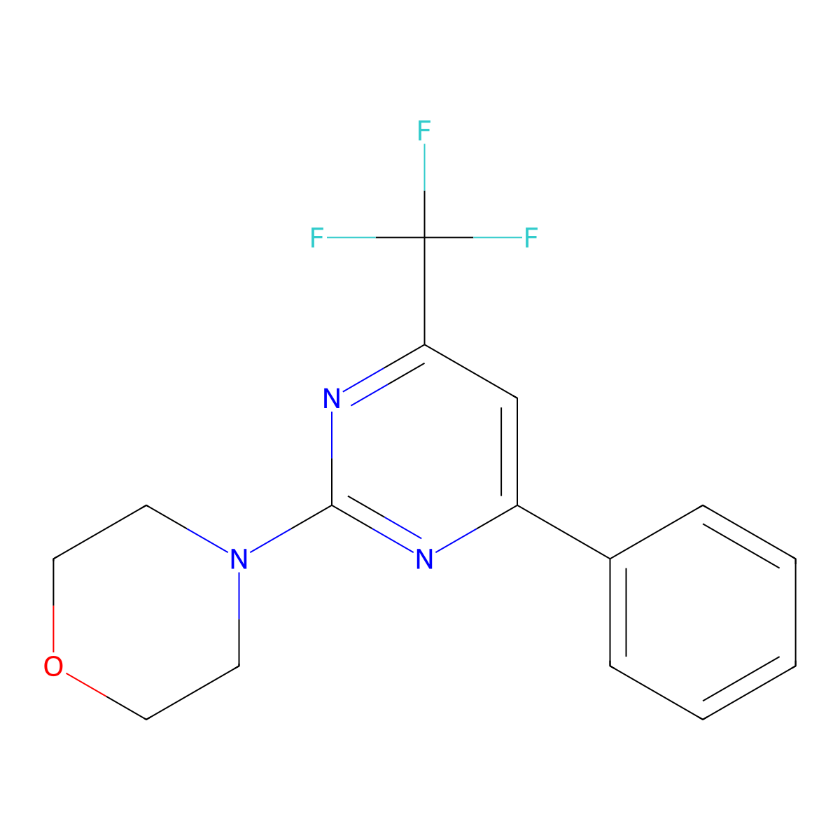 4-(4-Phenyl-6-(trifluoromethyl)pyrimidin-2-yl)morpholine molecular structure, CAS 615273-95-5