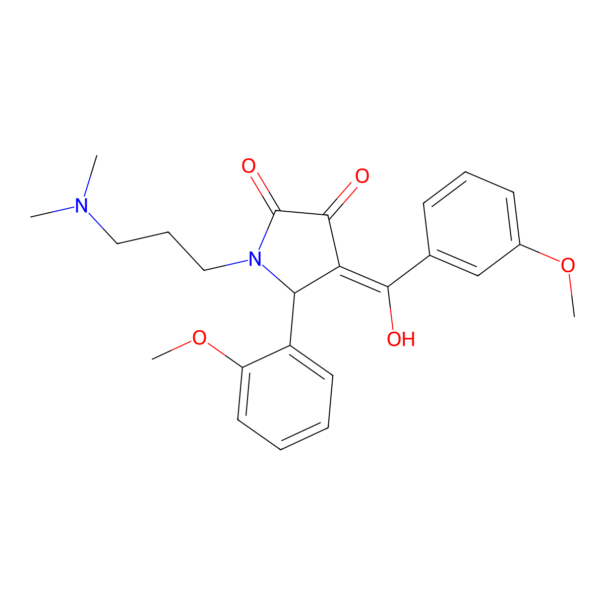 1-[3-(dimethylamino)propyl]-3-hydroxy-4-(3-methoxybenzoyl)-5-(2-methoxyphenyl)-2,5-dihydro-1H-pyrrol-2-one molecular structure, CAS 615274-13-0