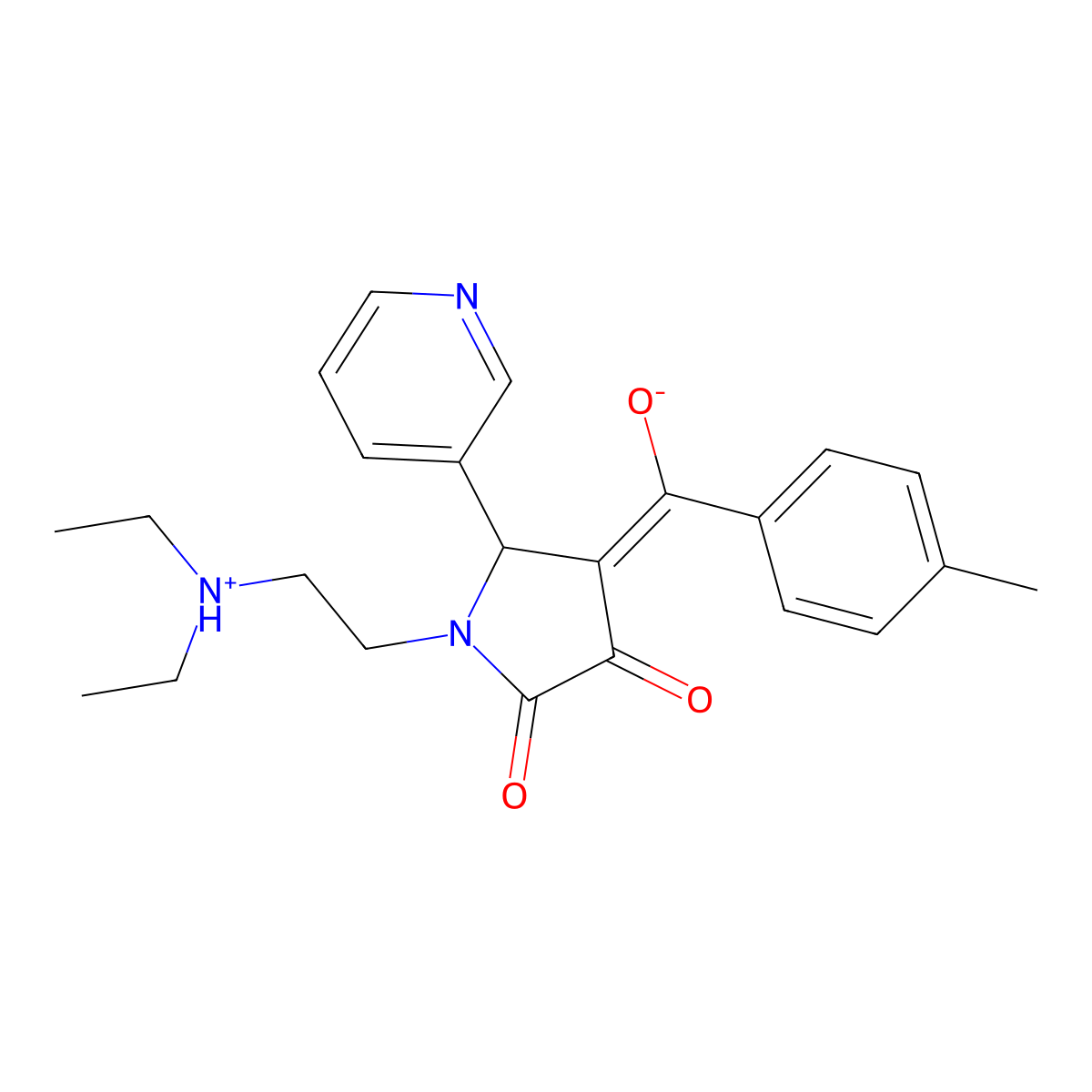 1-[2-(diethylamino)ethyl]-3-hydroxy-4-(4-methylbenzoyl)-5-(pyridin-3-yl)-2,5-dihydro-1H-pyrrol-2-one molecular structure, CAS 615274-24-3