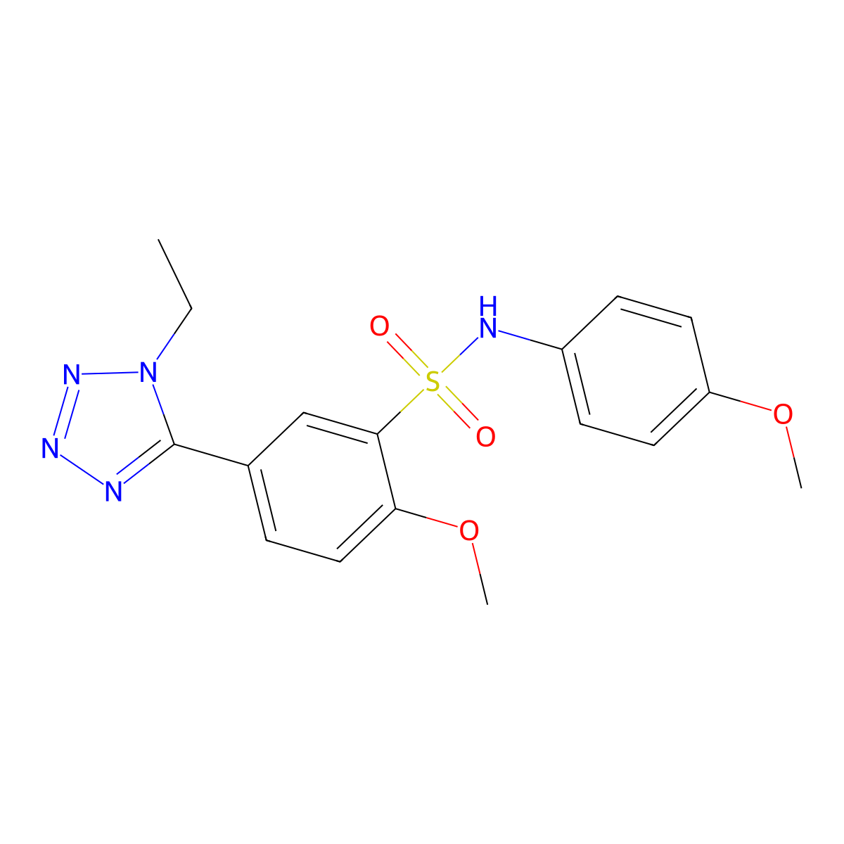 5-(1-ethyl-1H-tetrazol-5-yl)-2-methoxy-N-(4-methoxyphenyl)benzenesulfonamide molecular structure, CAS 615274-69-6