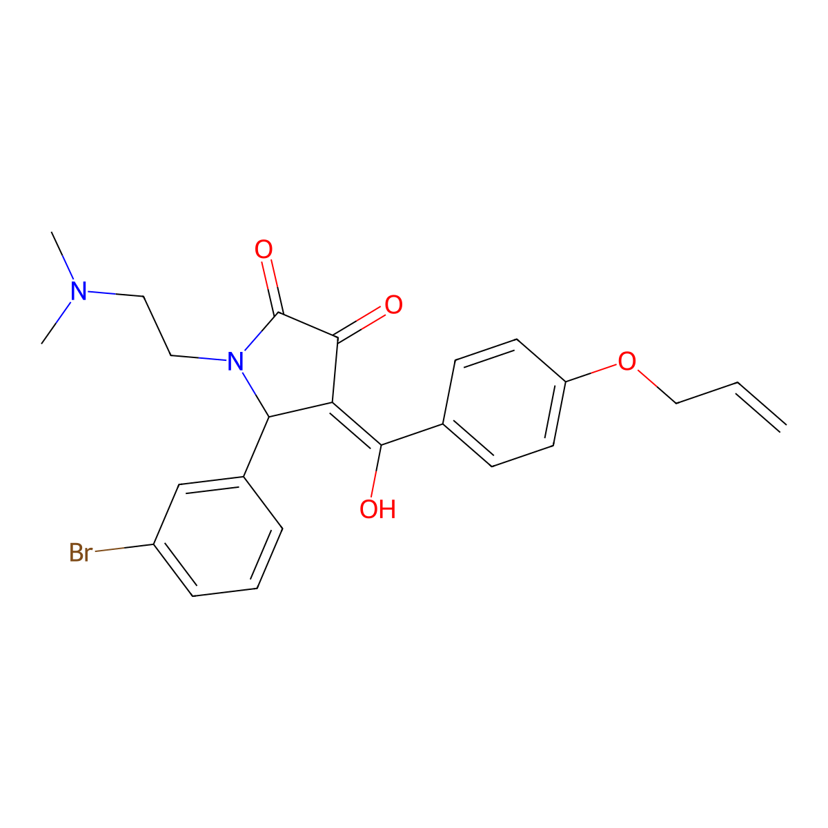 5-(3-bromophenyl)-1-[2-(dimethylamino)ethyl]-3-hydroxy-4-[4-(prop-2-en-1-yloxy)benzoyl]-2,5-dihydro-1H-pyrrol-2-one molecular structure, CAS 615275-07-5