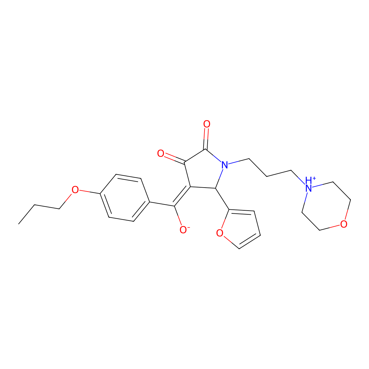 5-(furan-2-yl)-3-hydroxy-1-[3-(morpholin-4-yl)propyl]-4-(4-propoxybenzoyl)-2,5-dihydro-1H-pyrrol-2-one molecular structure, CAS 615275-99-5