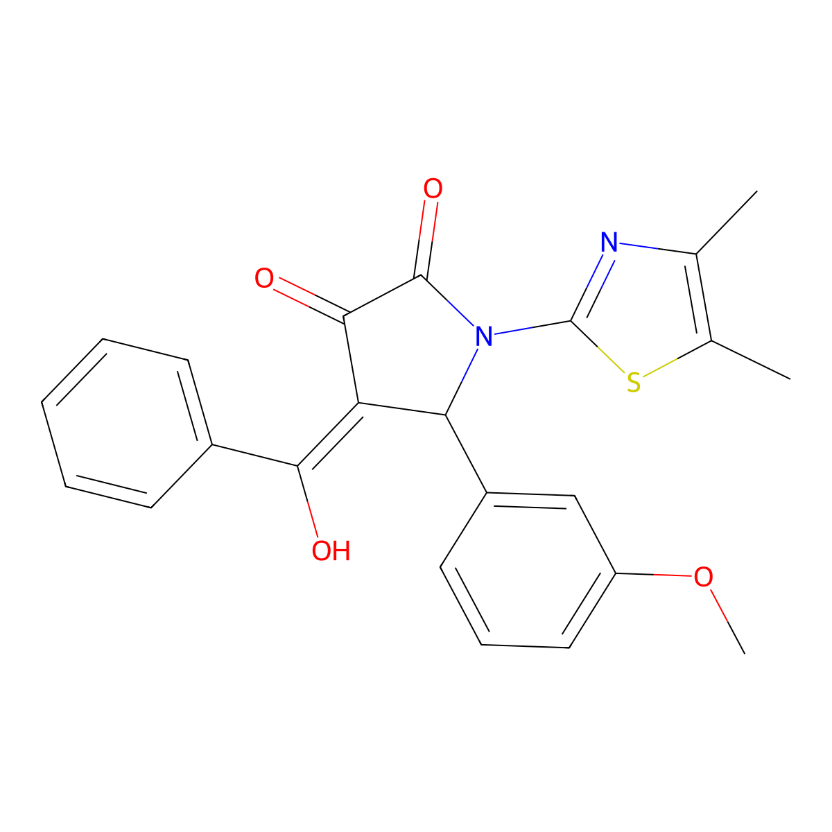 4-benzoyl-1-(4,5-dimethyl-1,3-thiazol-2-yl)-3-hydroxy-5-(3-methoxyphenyl)-2,5-dihydro-1H-pyrrol-2-one molecular structure, CAS 615276-23-8
