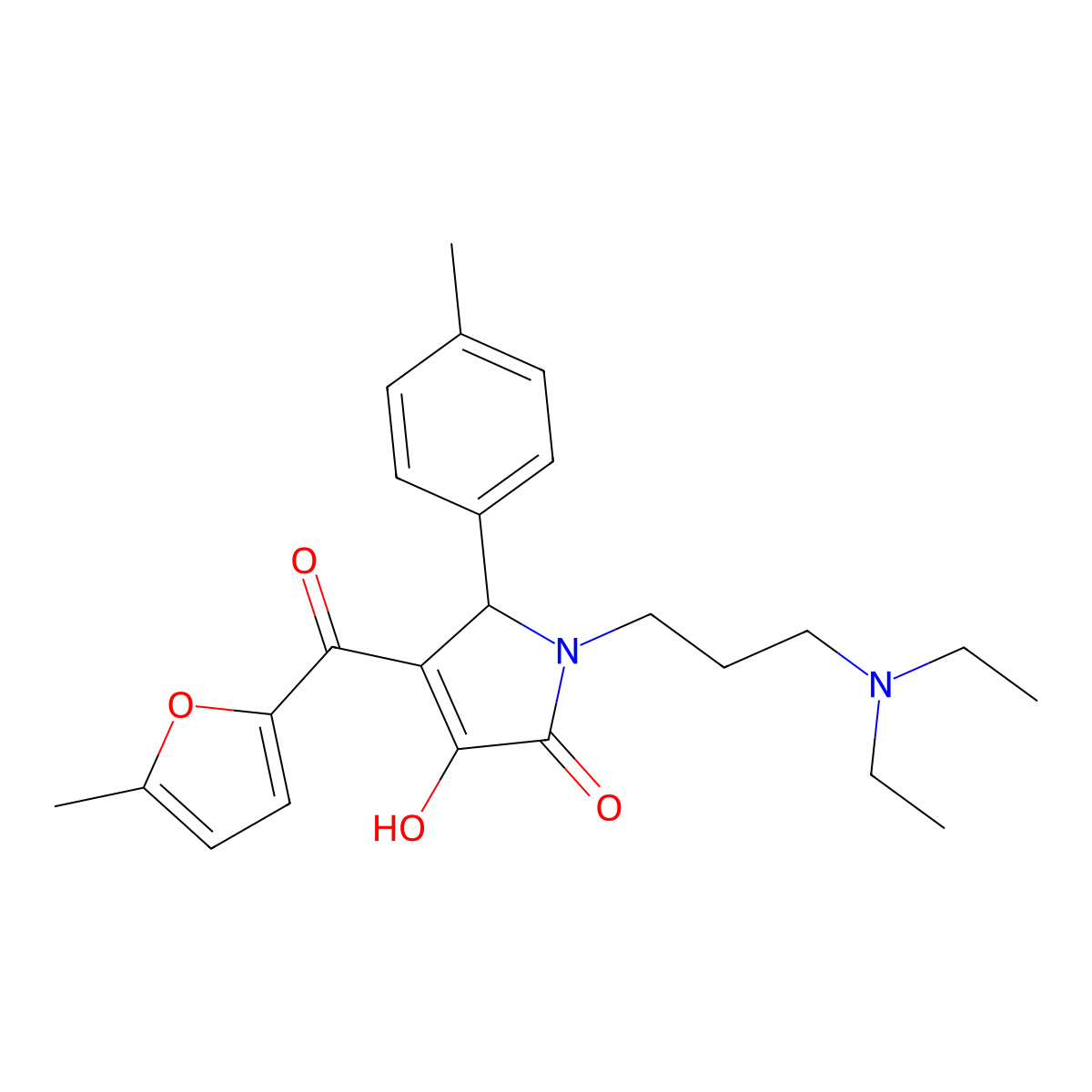 1-[3-(Diethylamino)propyl]-3-hydroxy-4-[(5-methyl(2-furyl))carbonyl]-5-(4-meth ylphenyl)-3-pyrrolin-2-one molecular structure, CAS 615276-43-2