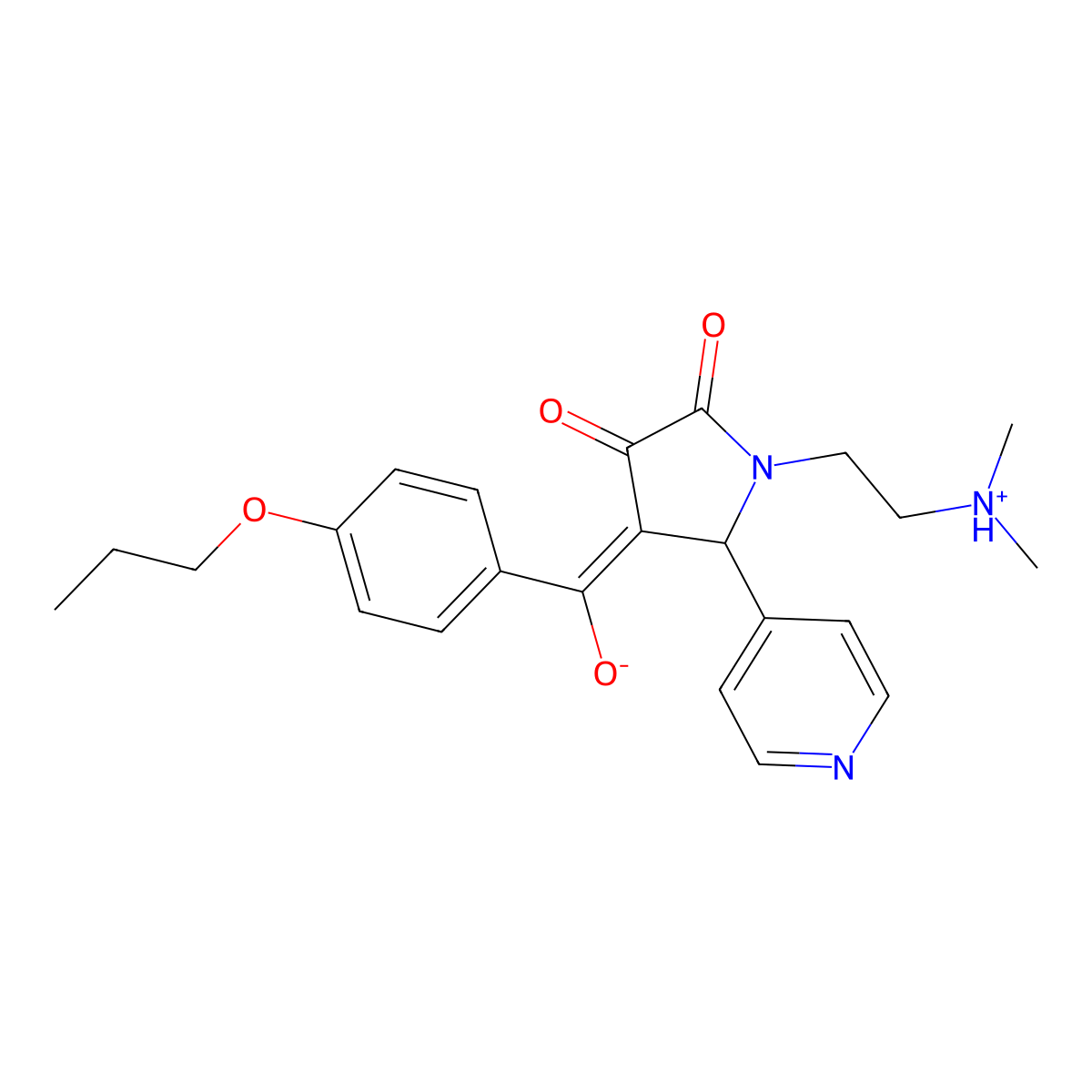 1-[2-(dimethylamino)ethyl]-3-hydroxy-4-(4-propoxybenzoyl)-5-(pyridin-4-yl)-2,5-dihydro-1H-pyrrol-2-one molecular structure, CAS 615276-73-8
