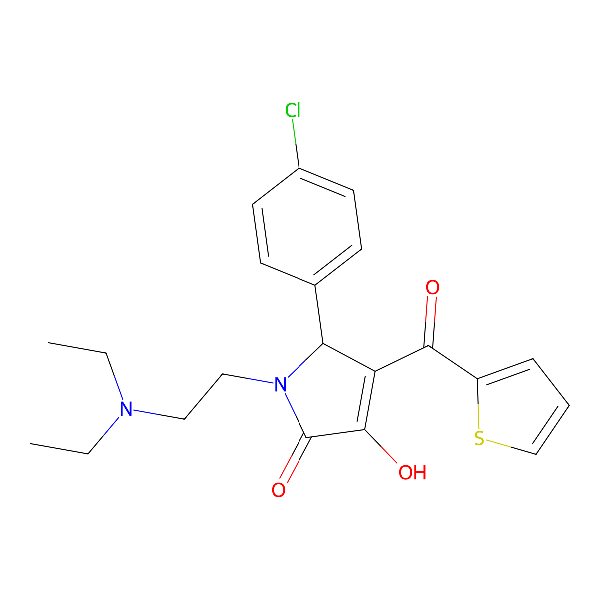 1-[2-(Diethylamino)ethyl]-5-(4-chlorophenyl)-3-hydroxy-4-(2-thienylcarbonyl)-3-pyrrolin-2-one molecular structure, CAS 615276-87-4