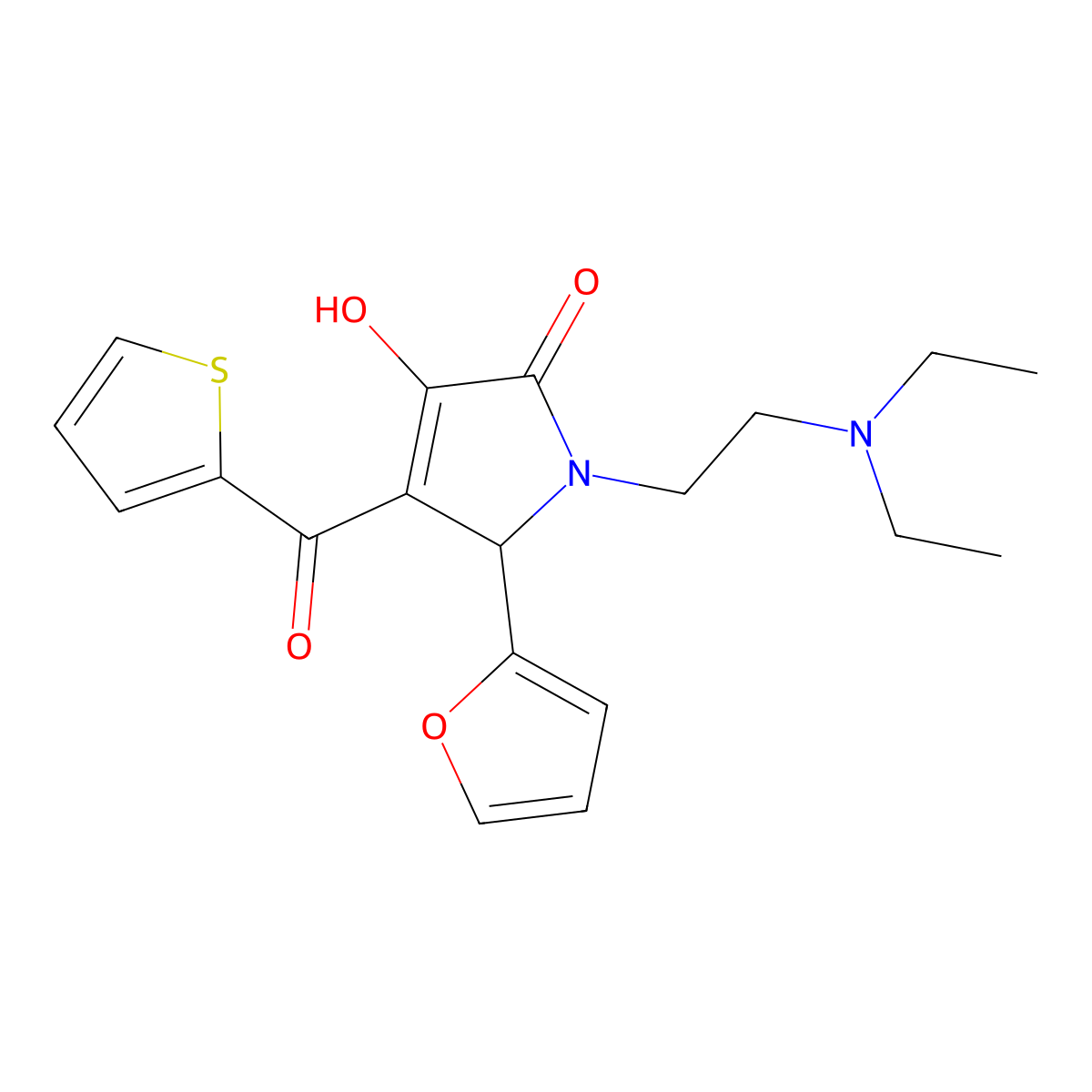 1-[2-(Diethylamino)ethyl]-5-(2-furyl)-3-hydroxy-4-(2-thienylcarbonyl)-3-pyrrol in-2-one molecular structure, CAS 615276-91-0