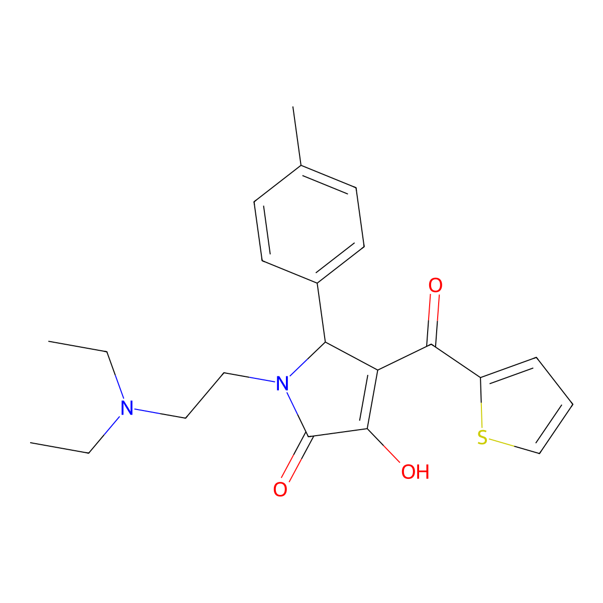 1-[2-(Diethylamino)ethyl]-3-hydroxy-5-(4-methylphenyl)-4-(2-thienylcarbonyl)-3-pyrrolin-2-one molecular structure, CAS 615276-93-2