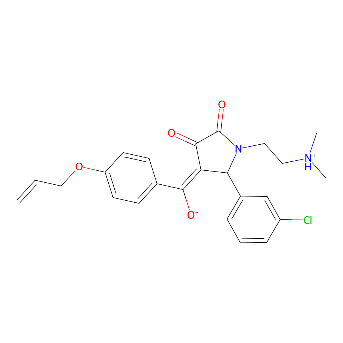 5-(3-Chlorophenyl)-1-[2-(dimethylamino)ethyl]-4-[hydroxy-(4-prop-2-enoxyphenyl)methylidene]pyrrolidine-2,3-dione molecular structure, CAS 615276-96-5