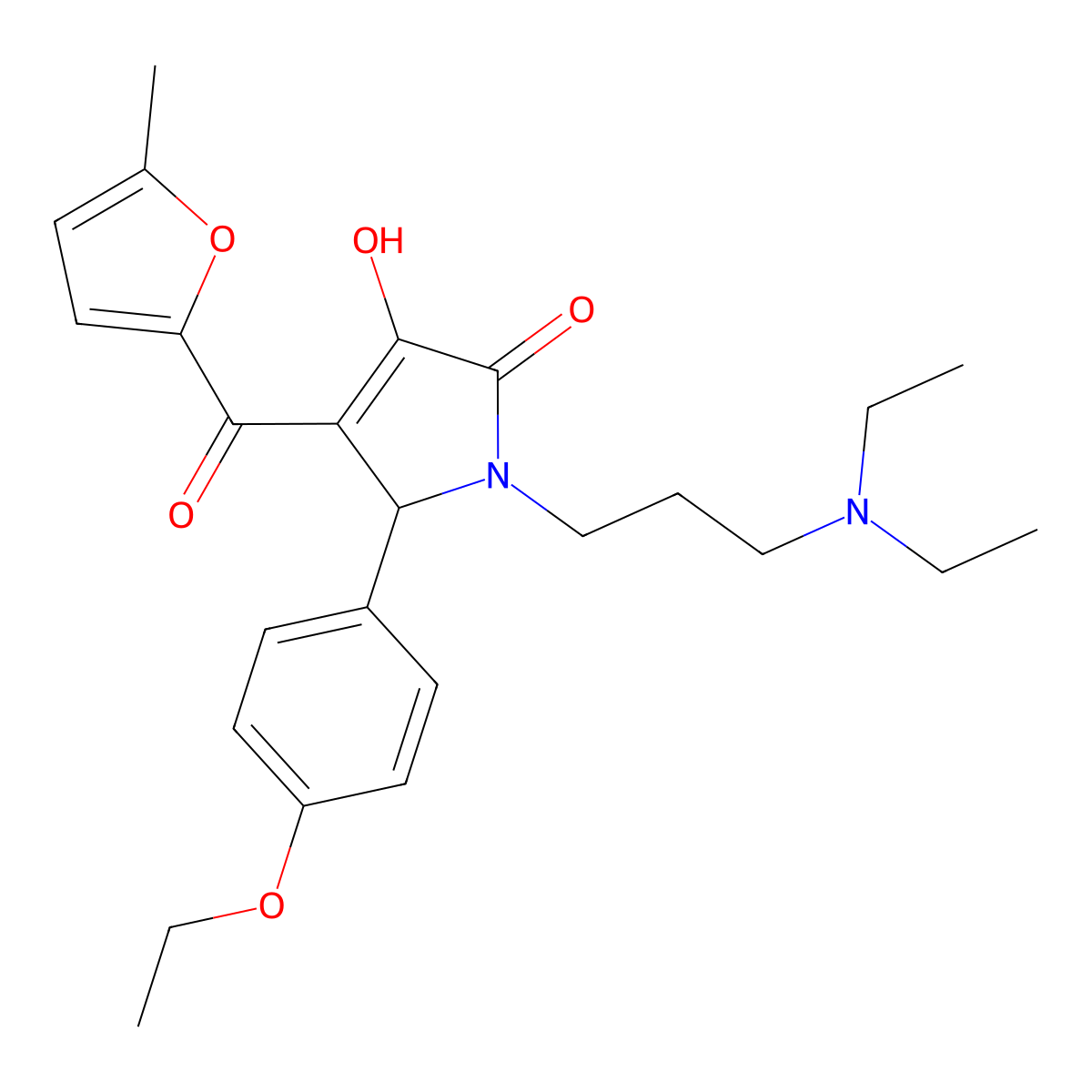1-[3-(diethylamino)propyl]-2-(4-ethoxyphenyl)-4-hydroxy-3-(5-methylfuran-2-carbonyl)-2H-pyrrol-5-one molecular structure, CAS 615277-64-0