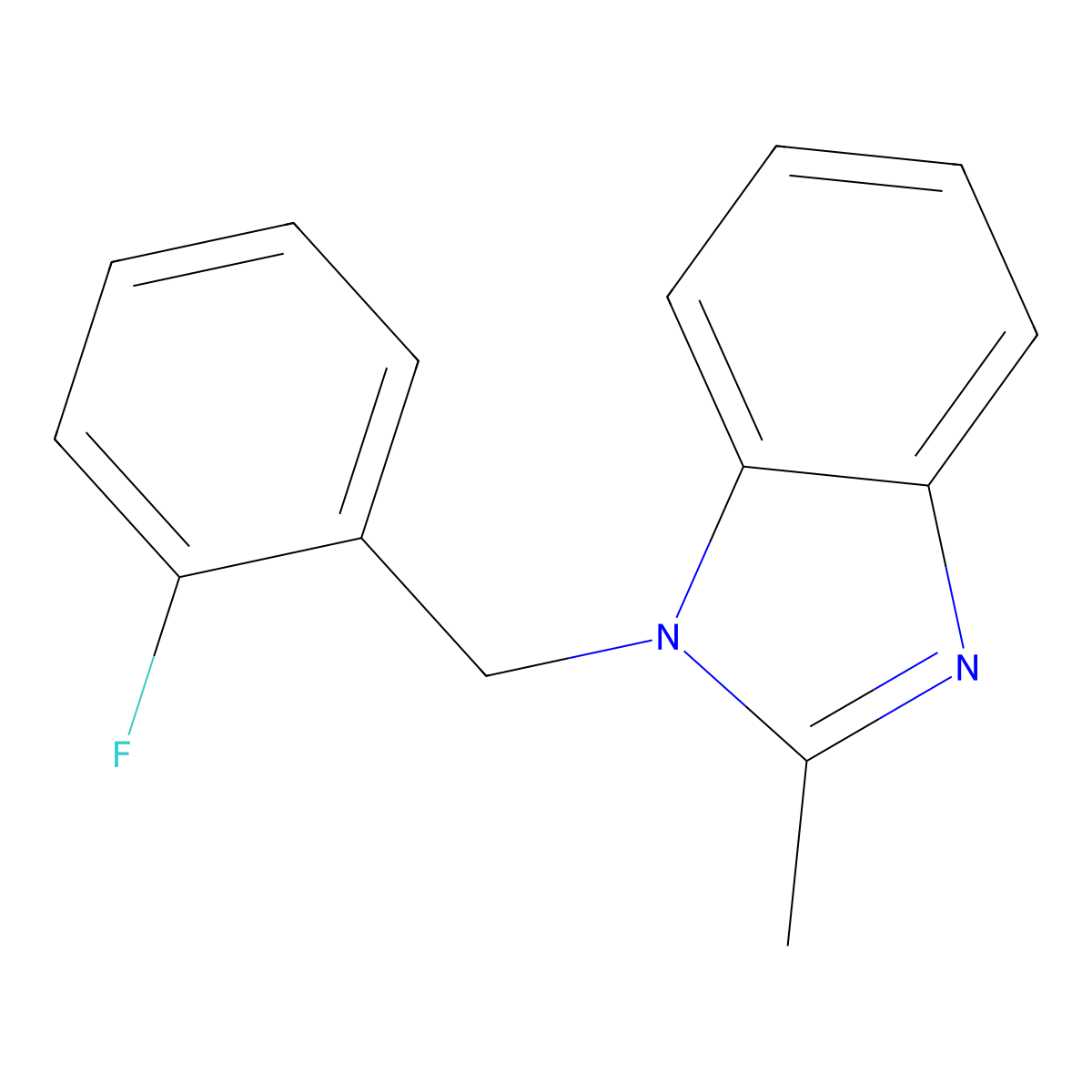 1-(2-fluorobenzyl)-2-methyl-1H-benzimidazole molecular structure, CAS 615279-23-7