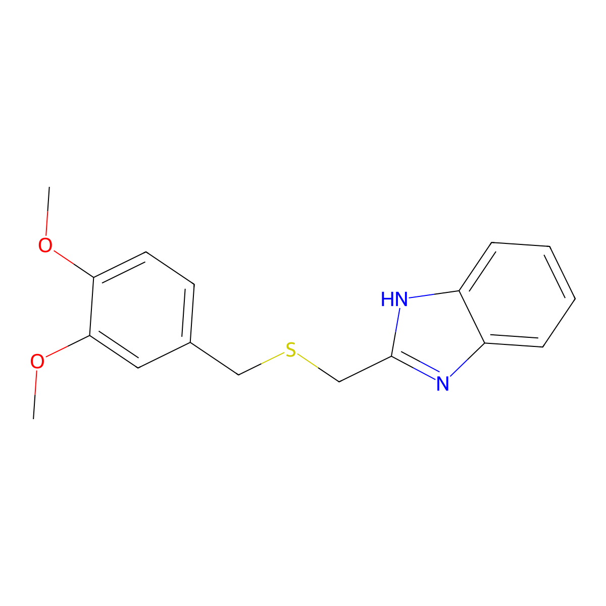 2-(((3,4-dimethoxybenzyl)thio)methyl)-1H-benzo[d]imidazole molecular structure, CAS 615279-80-6