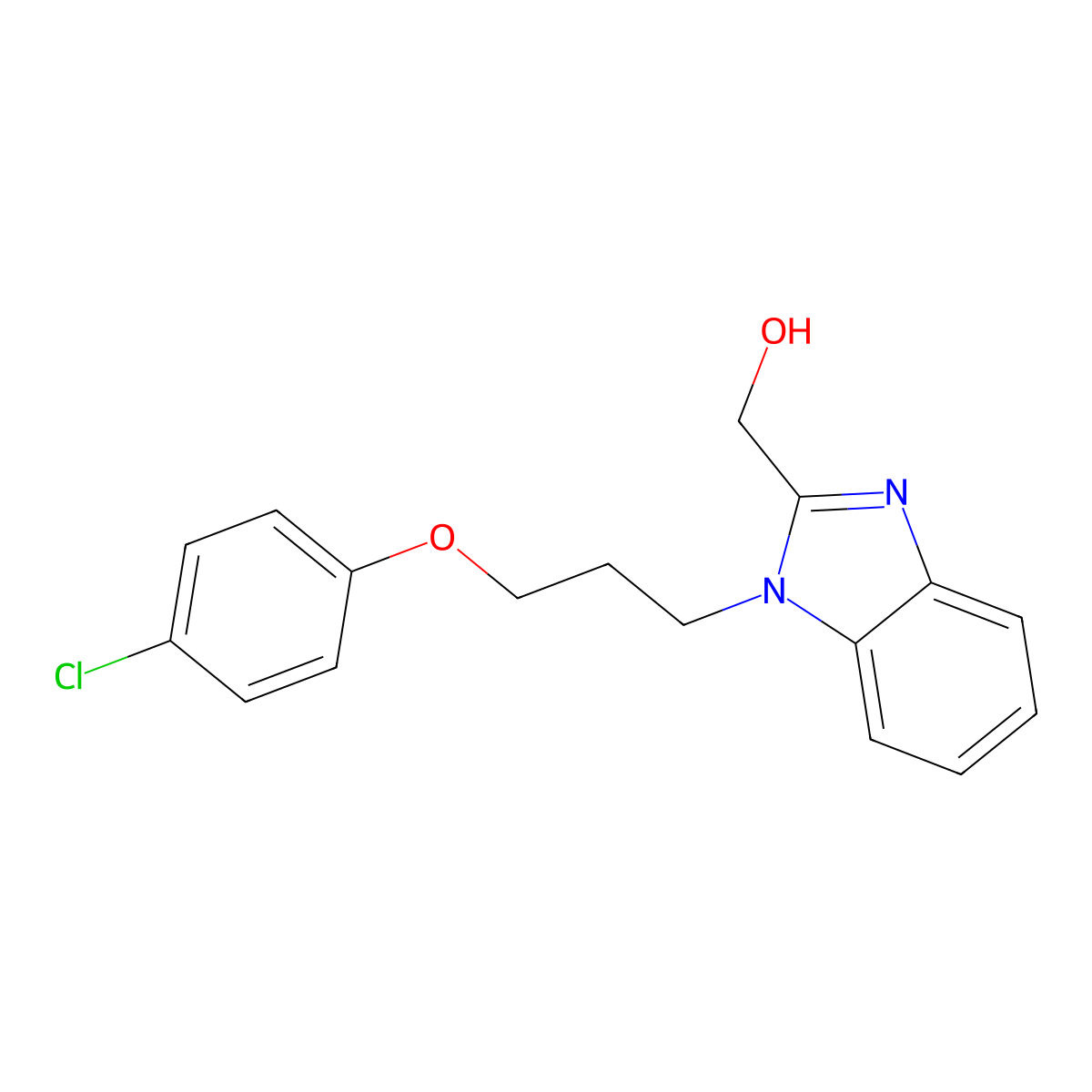 {1-[3-(4-chlorophenoxy)propyl]-1H-benzimidazol-2-yl}methanol molecular structure, CAS 615279-83-9