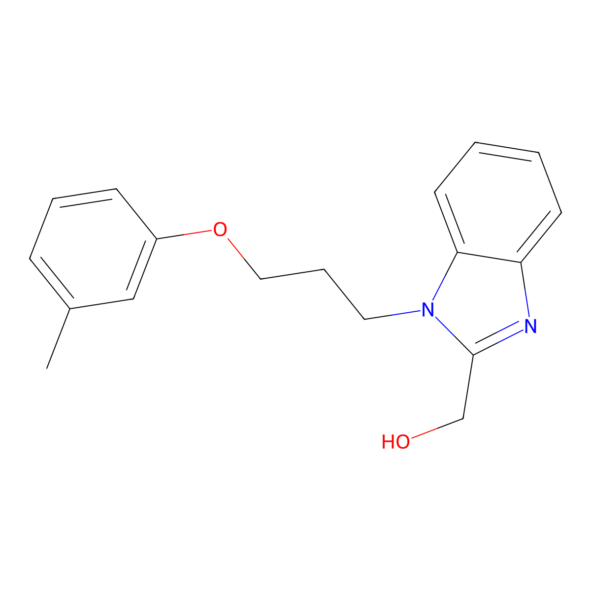 {1-[3-(3-methylphenoxy)propyl]-1H-benzimidazol-2-yl}methanol molecular structure, CAS 615279-84-0