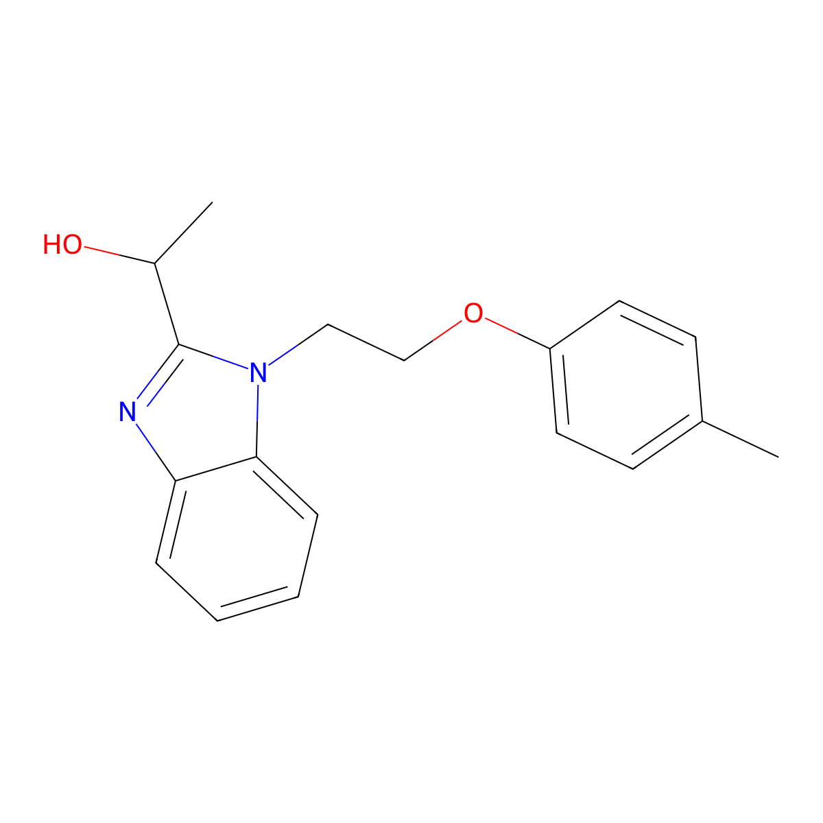 1-(1-(2-(p-tolyloxy)ethyl)-1H-benzo[d]imidazol-2-yl)ethanol molecular structure, CAS 615279-88-4