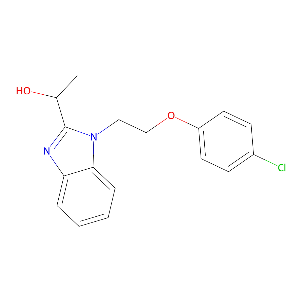 1-(1-(2-(4-chlorophenoxy)ethyl)-1H-benzo[d]imidazol-2-yl)ethanol molecular structure, CAS 615279-89-5