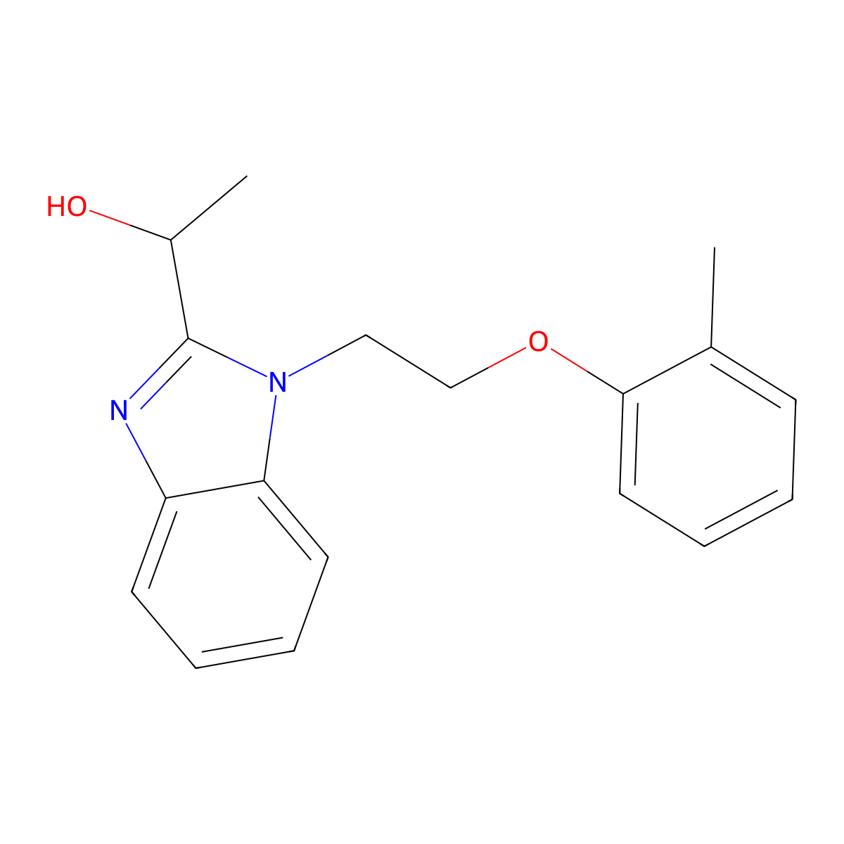 1-{1-[2-(2-methylphenoxy)ethyl]-1H-benzimidazol-2-yl}ethanol molecular structure, CAS 615279-91-9
