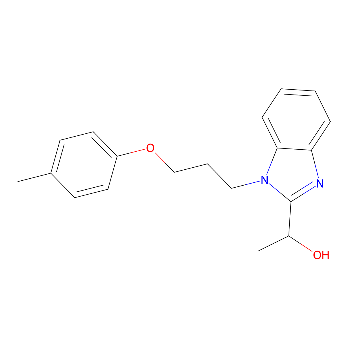 1-[1-[3-(4-Methylphenoxy)propyl]benzimidazol-2-yl]ethanol molecular structure, CAS 615279-92-0