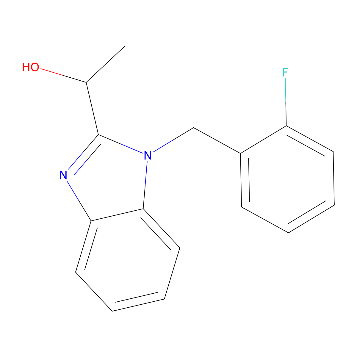1-[1-[(2-Fluorophenyl)methyl]benzimidazol-2-yl]ethanol molecular structure, CAS 615279-96-4