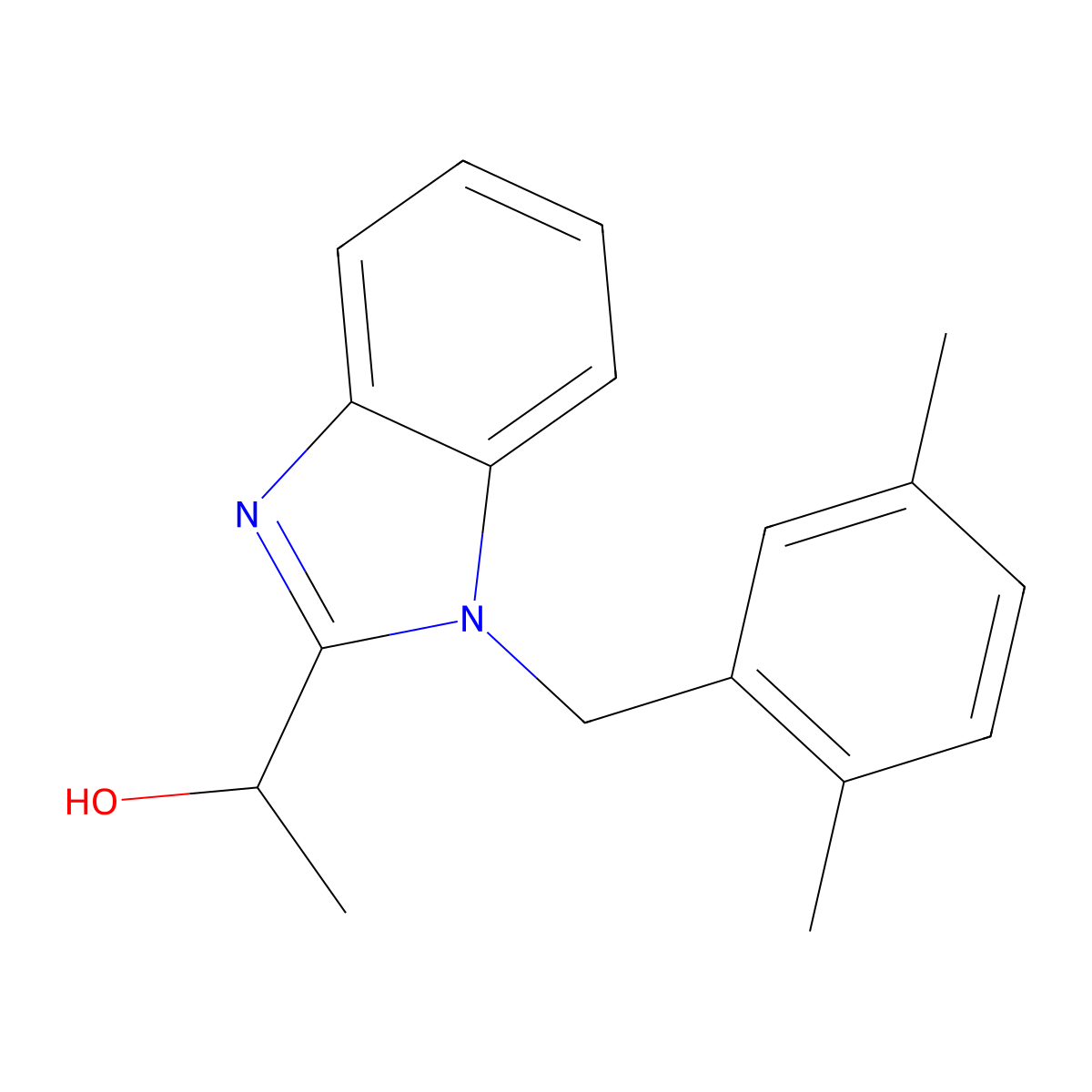 1-[1-(2,5-dimethylbenzyl)-1H-benzimidazol-2-yl]ethanol molecular structure, CAS 615279-97-5