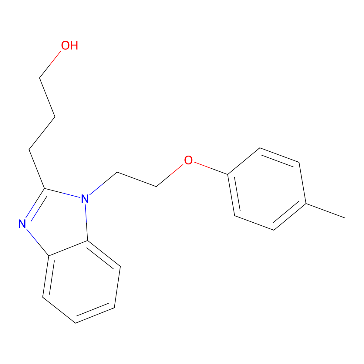 3-[1-(2-p-Tolyloxy-ethyl)-1H-benzoimidazol-2-yl]-propan-1-ol molecular structure, CAS 615279-98-6