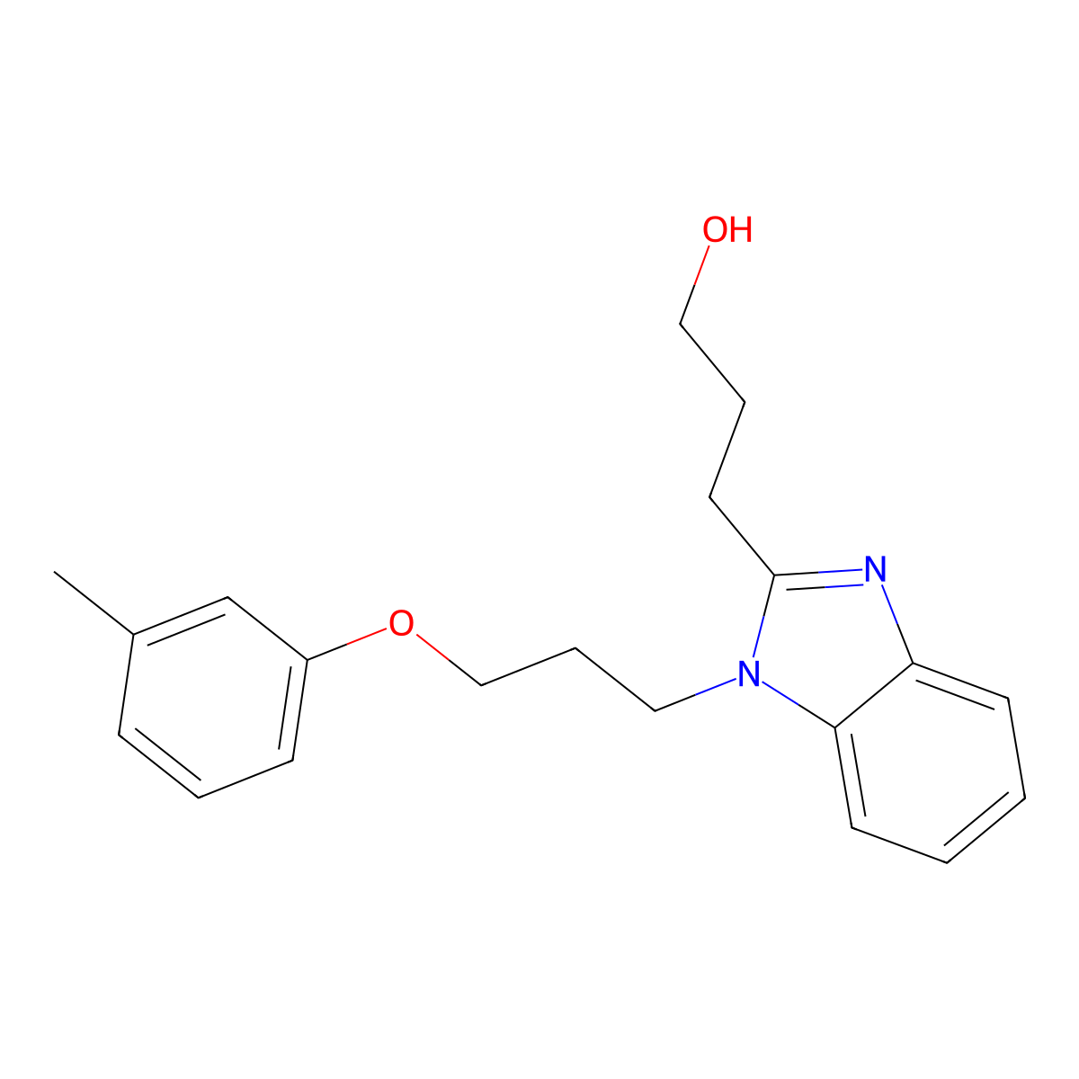 3-[1-[3-(3-Methylphenoxy)propyl]benzimidazol-2-yl]propan-1-ol molecular structure, CAS 615280-03-0