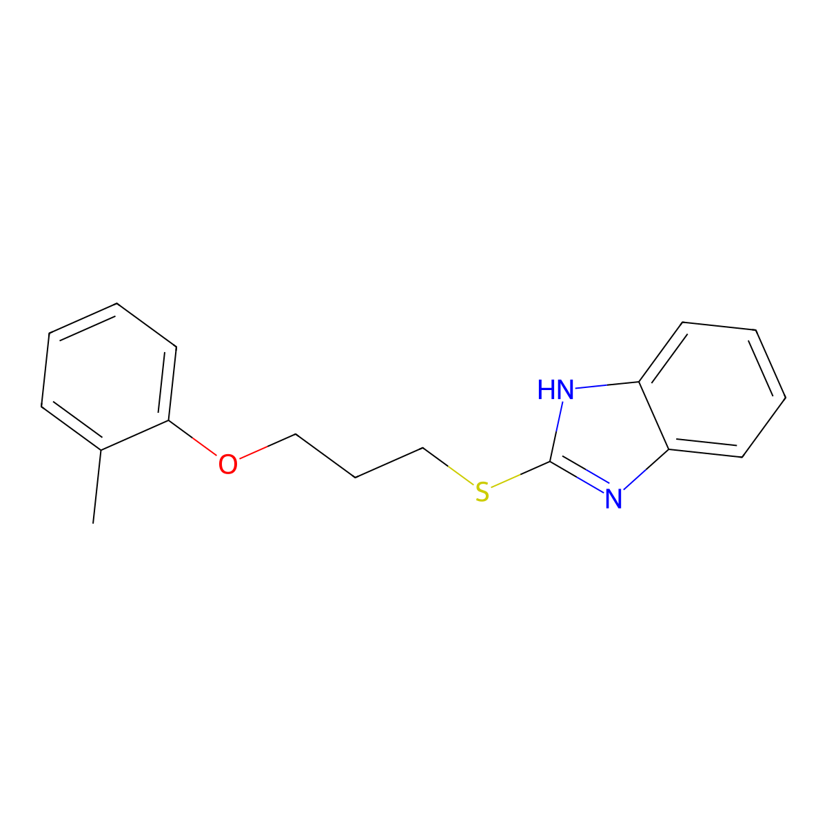 2-((3-(o-tolyloxy)propyl)thio)-1H-benzo[d]imidazole molecular structure, CAS 615280-09-6