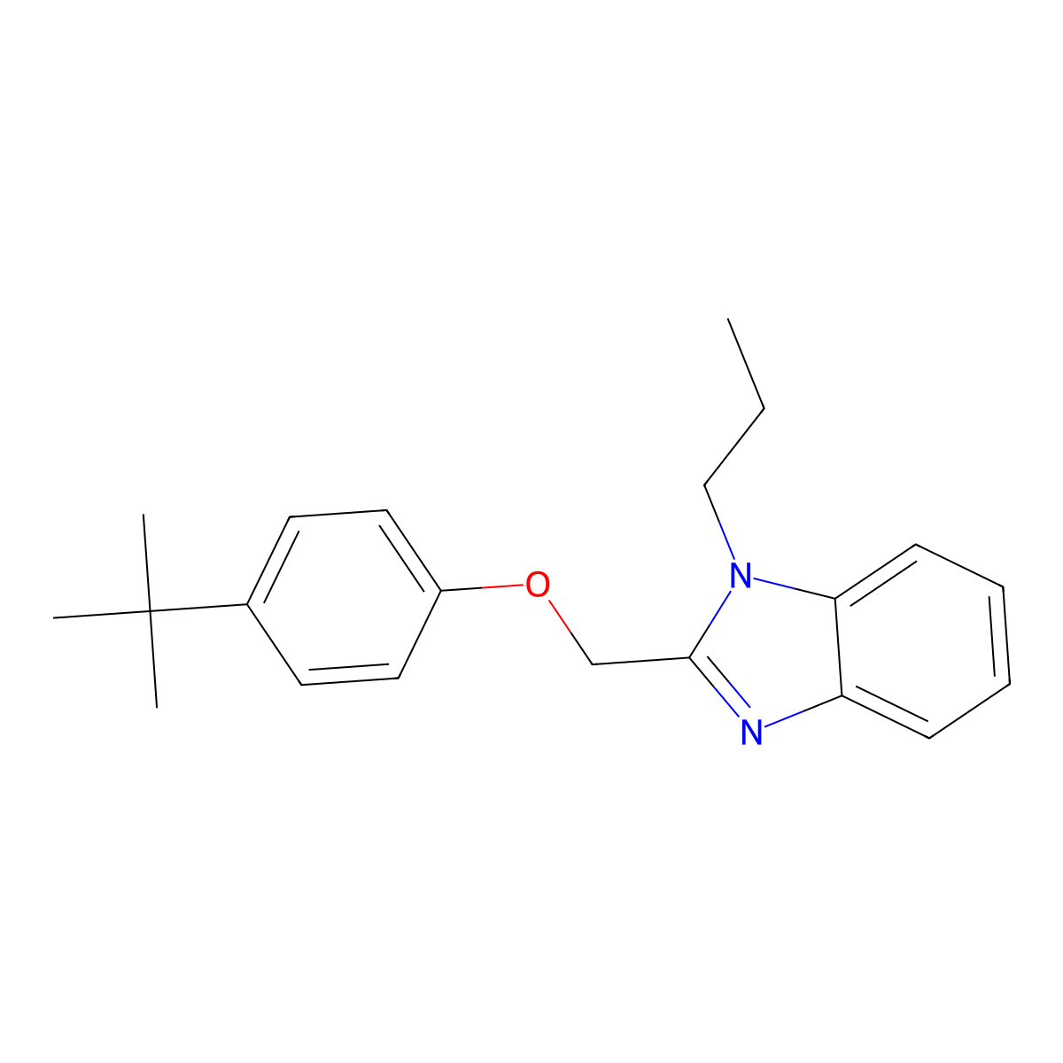 2-((4-(tert-butyl)phenoxy)methyl)-1-propyl-1H-benzo[d]imidazole molecular structure, CAS 615280-67-6